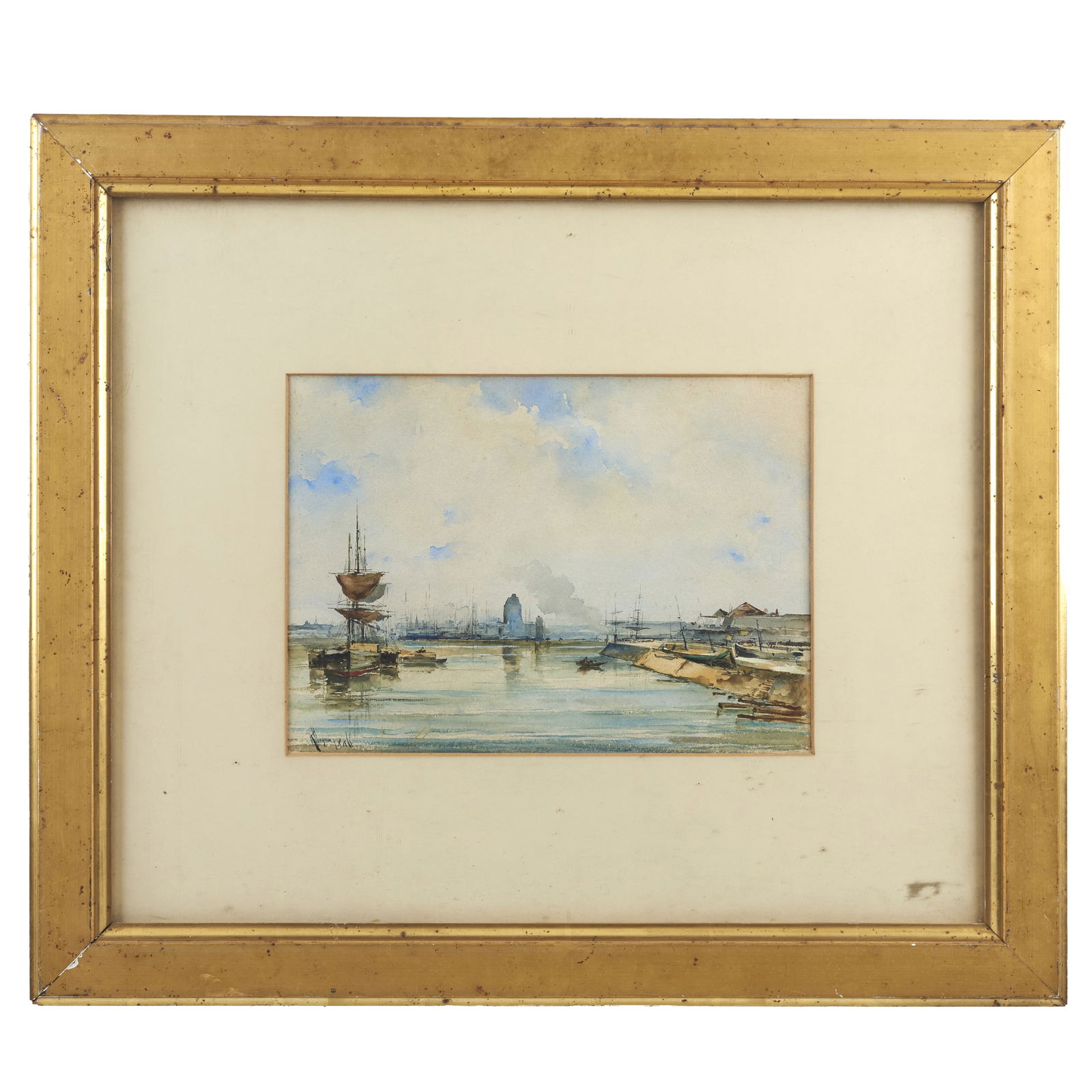 RICARDO HOGAN (1843-1890) - Harbour Scene (1 of 1)