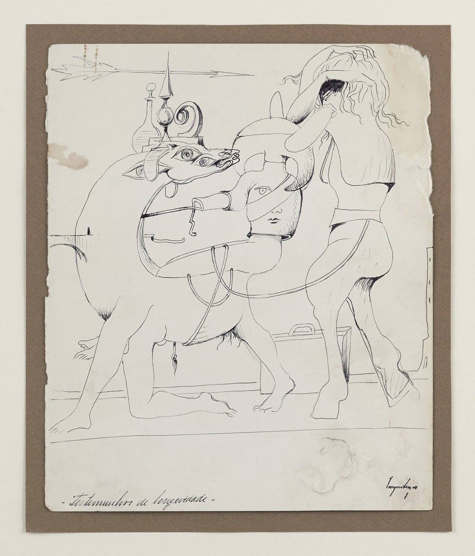 CRUZEIRO SEIXAS (1920-2020) - Testimonies of longevity: Ballpoint pen on paper, signed. Framed. Small stains. Dim.: 24x19cm.