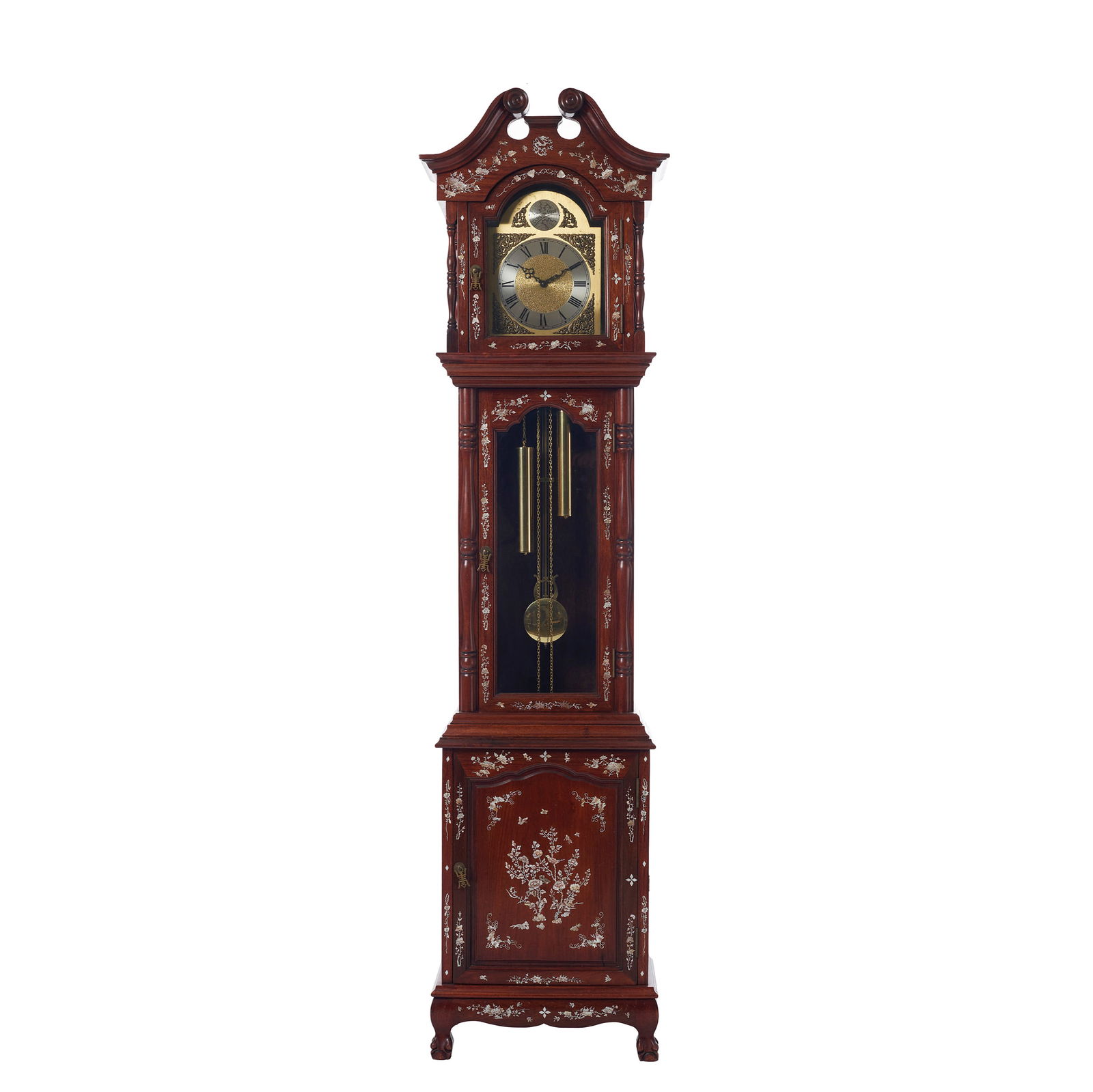 Chinese hongmu inlaid longcase clock (1 of 1)