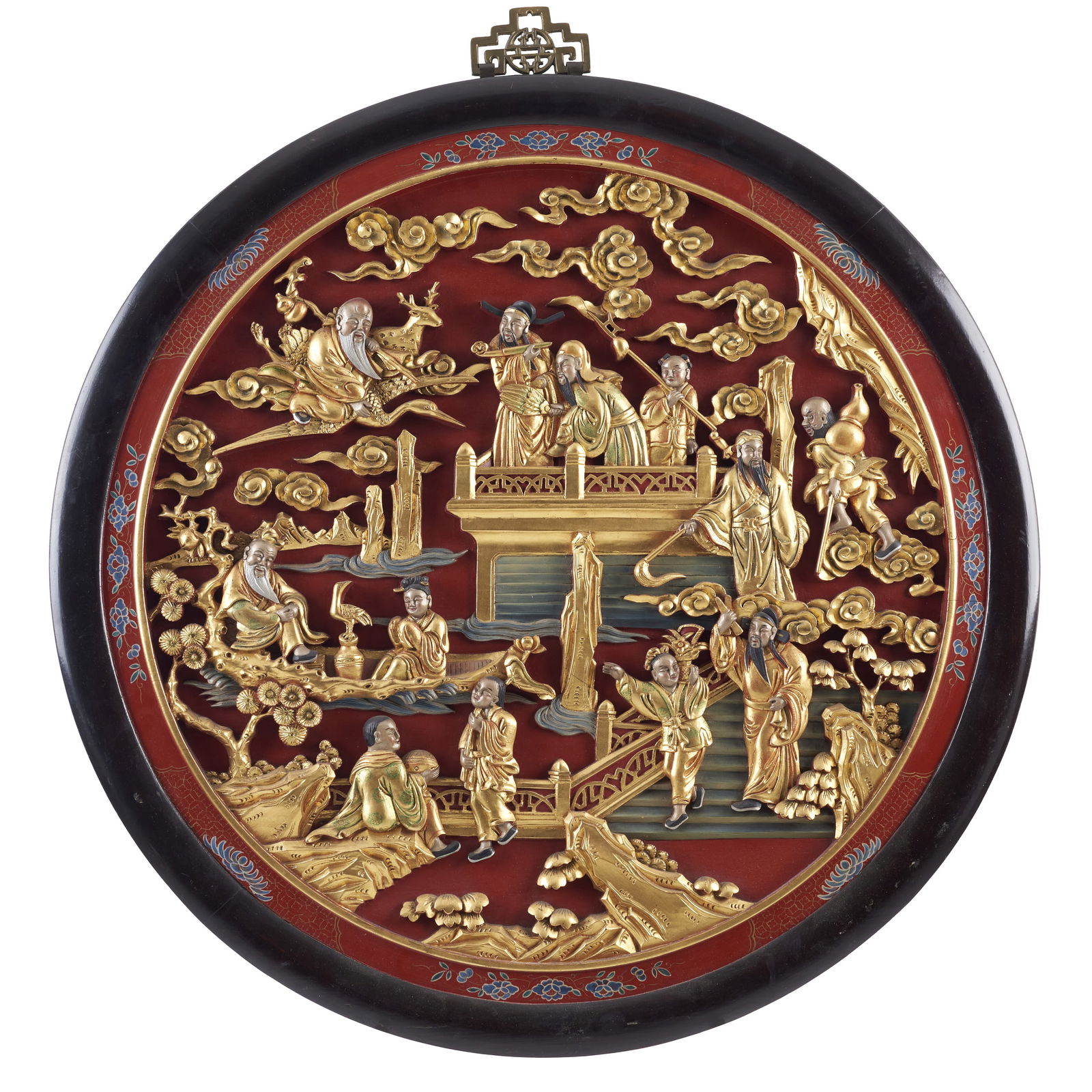 Chinese lacquer Immortals medallion (1 of 1)