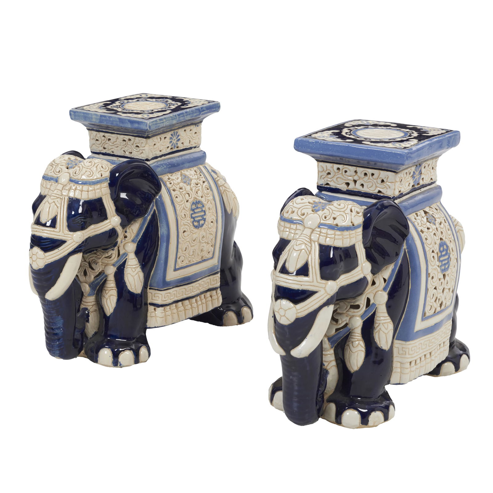 Pair of ceramic elephant vase holders (1 of 1)