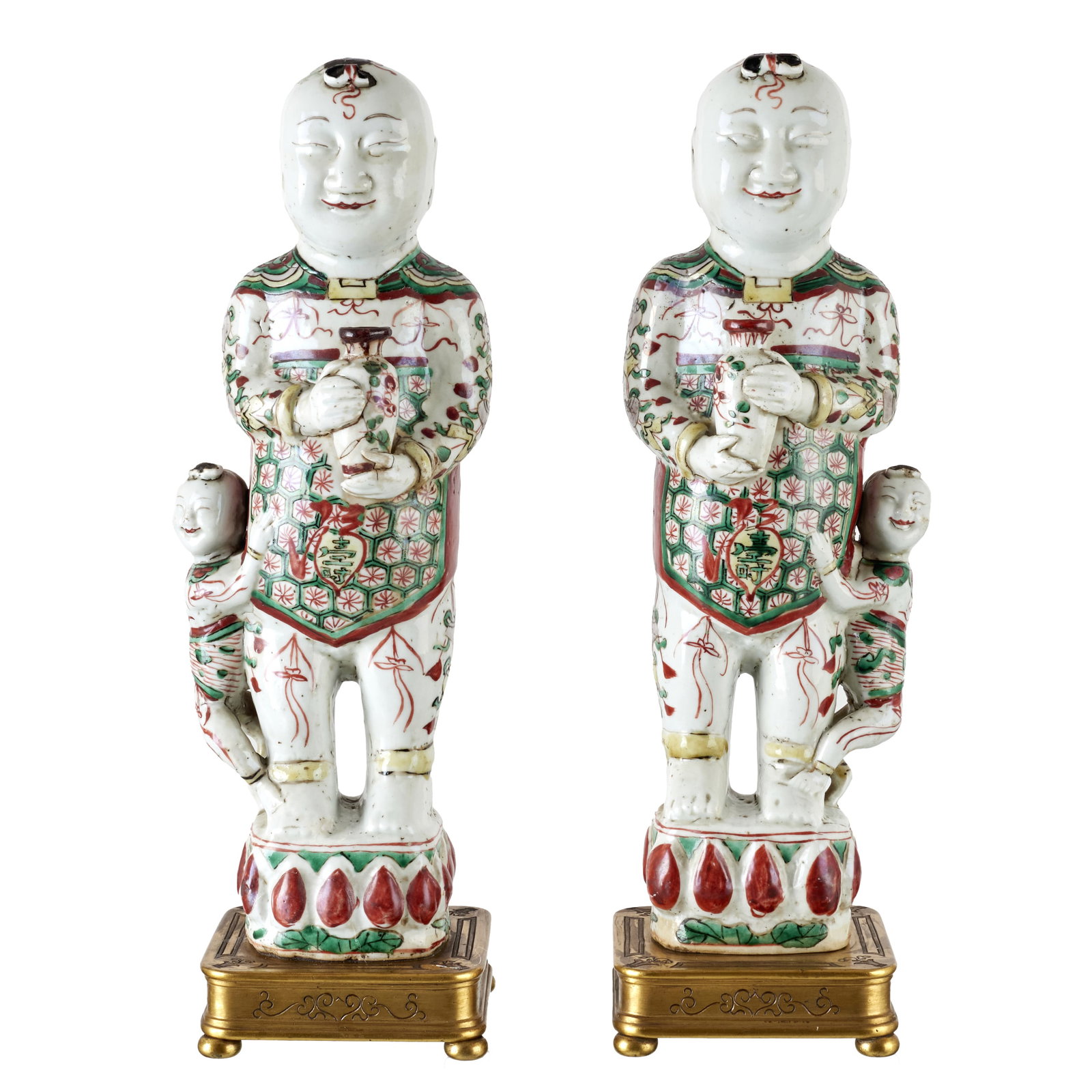Pair of Wucai porcelain Laughing Boys, Ming (1 of 1)