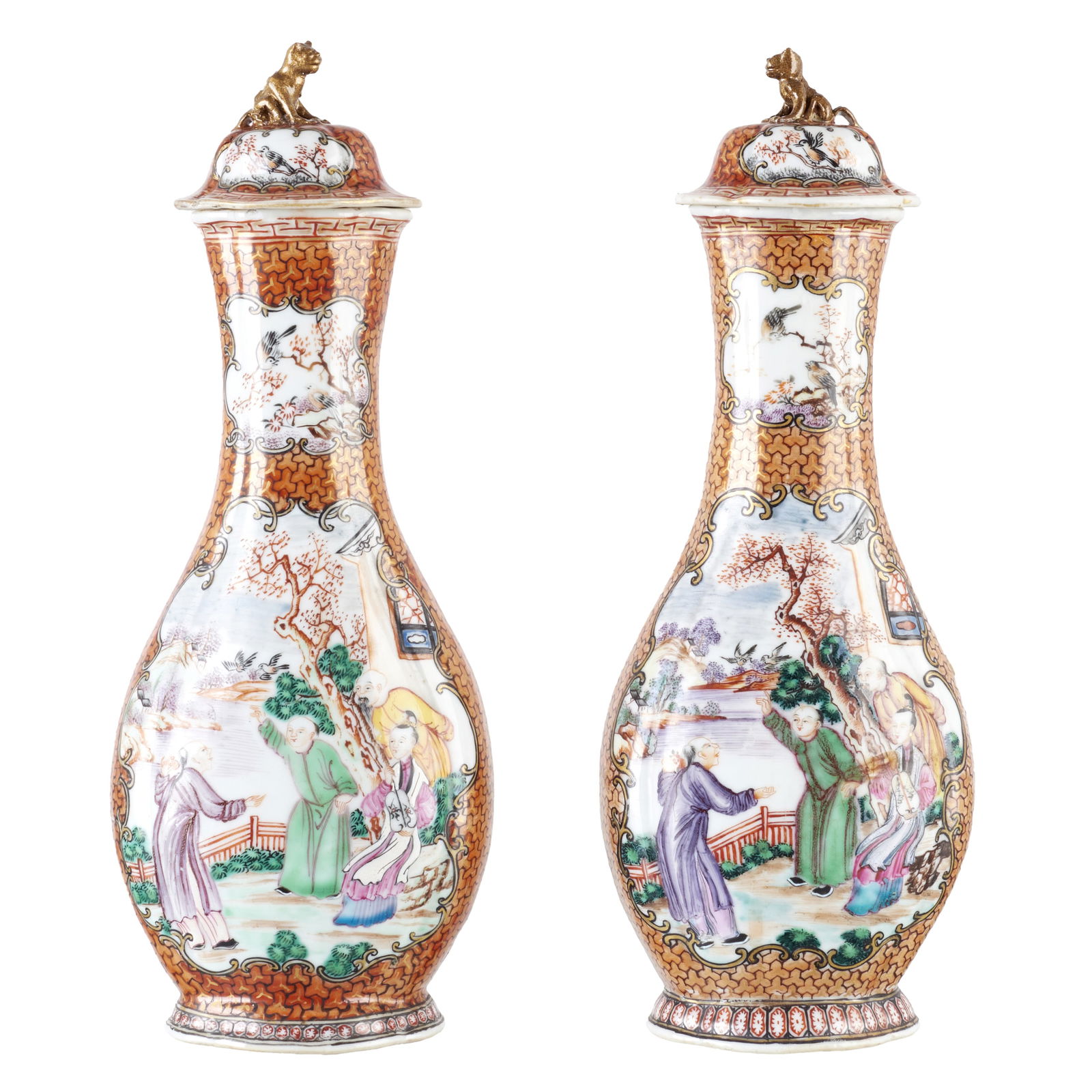 Pair of mandarin lidded Chinese porcelain vases, Qianlong (1 of 1)