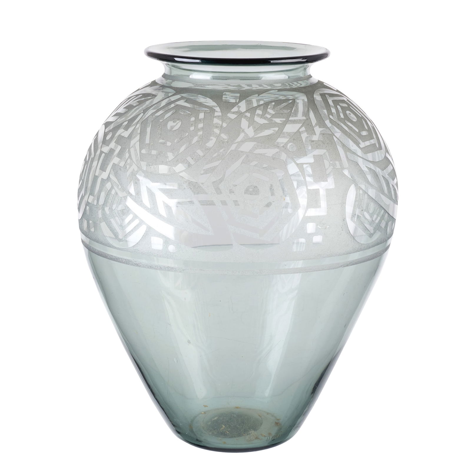 DAUM - Art Deco glass vase: France c.1920, glass and frosted glass, decorated with geometric motifs, marked 'DAUM'. Signs of use. Dim.: 41cm.