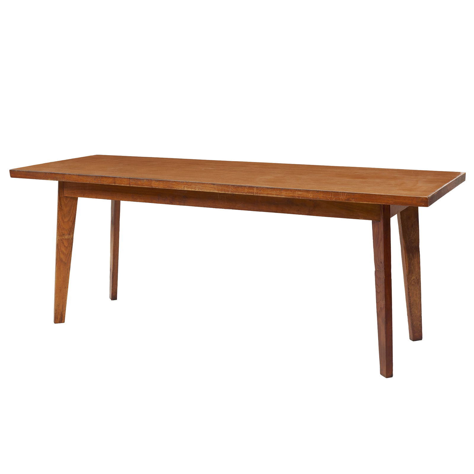 PORTUGUESE WORK c.1950 - Dining table: Portugal, c.1950, in oak with a Formica veneer top. Signs of use. Dimensions: 78x202x71cm.