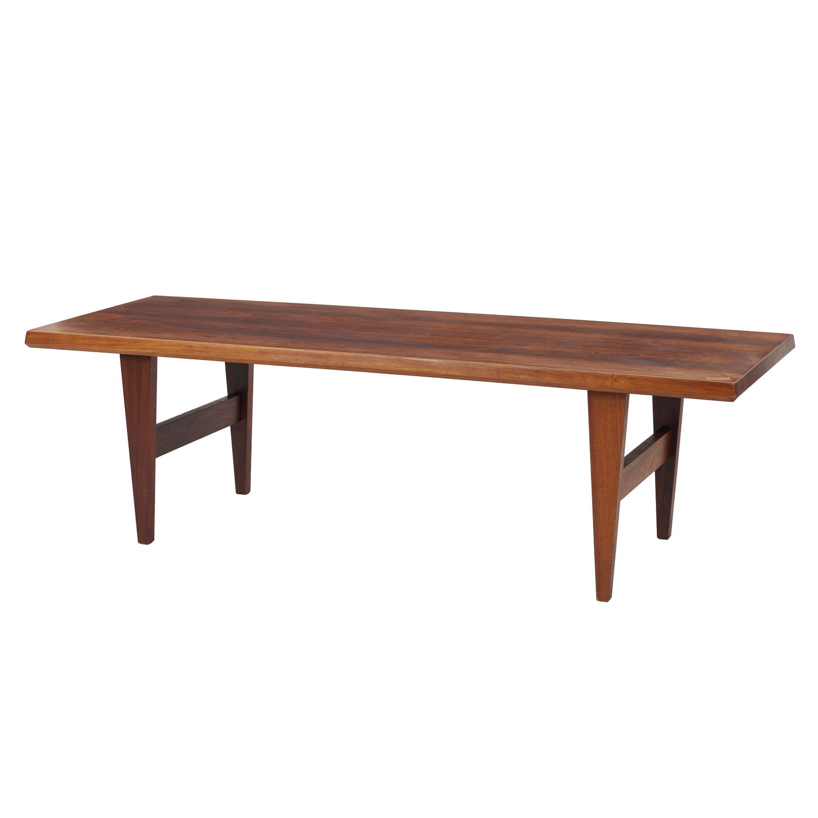 DANISH WORK, c.1960-70 - Coffee table: Denmark, c.1960/70, rosewood, marked. Signs of wear, stain on top. Dim.: 51x170x60cm