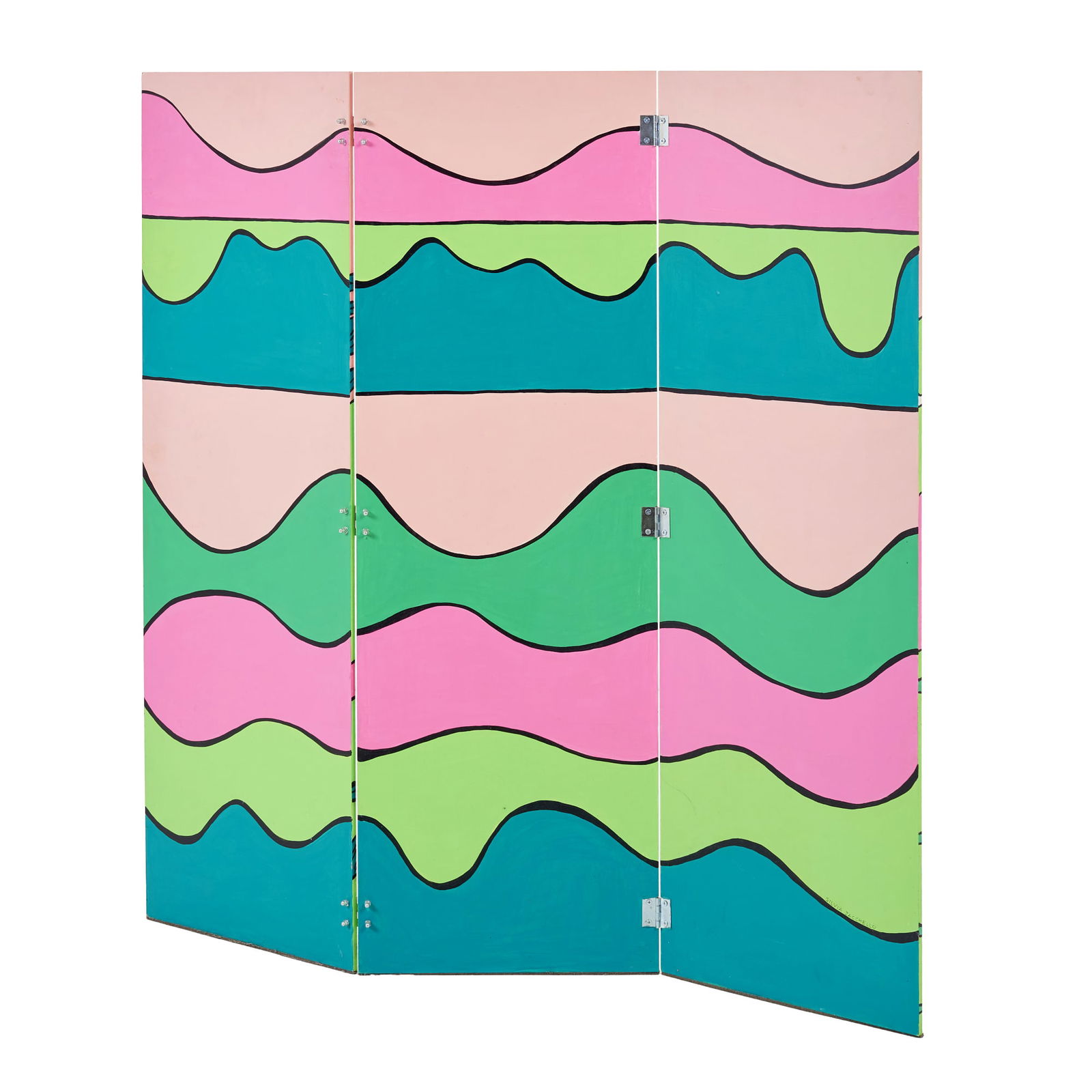 FRENCH WORK, c.1980 - Double-sided folding screen - 2