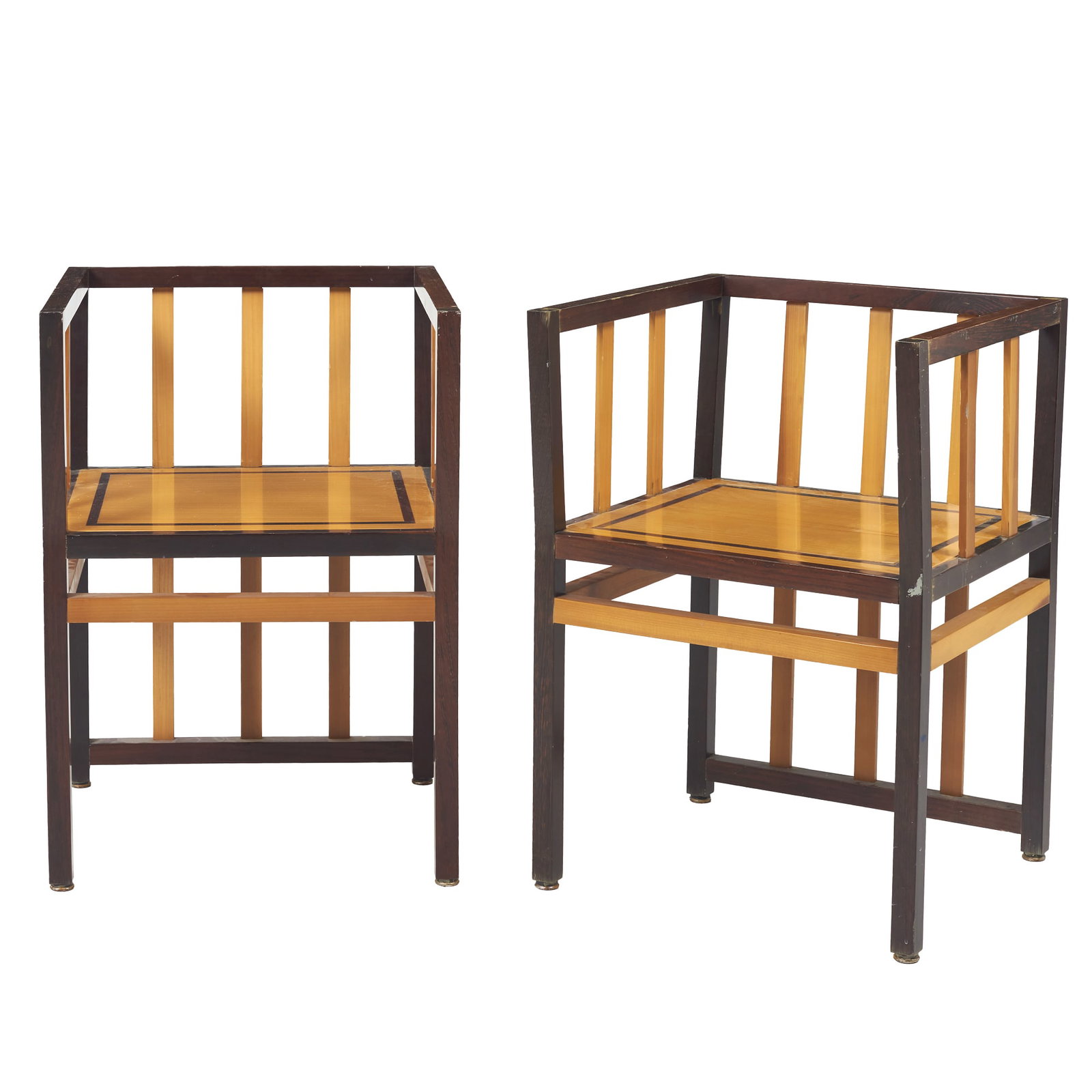 D'ROCHA ARMAND (20th) - Table and chair set: France, c.1980, beech and exotic wood. 'Designer D'Rocha Armand' plaque. Signs of wear and defects. Dim.: 71.5x50x45cm.