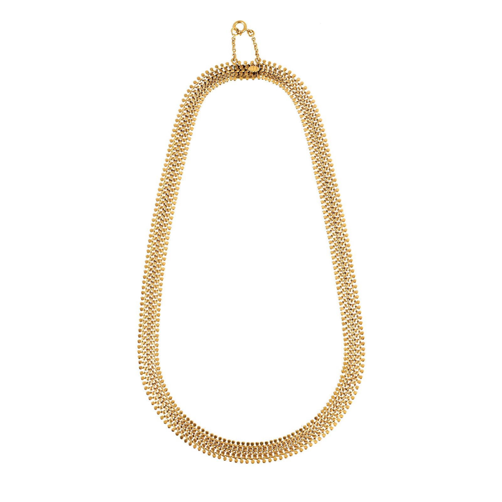 Modernist gold choker: Portuguese 800 gold, Dragon hallmark, stylized mesh flat links. Signs of wear. Approx. weight:39grs