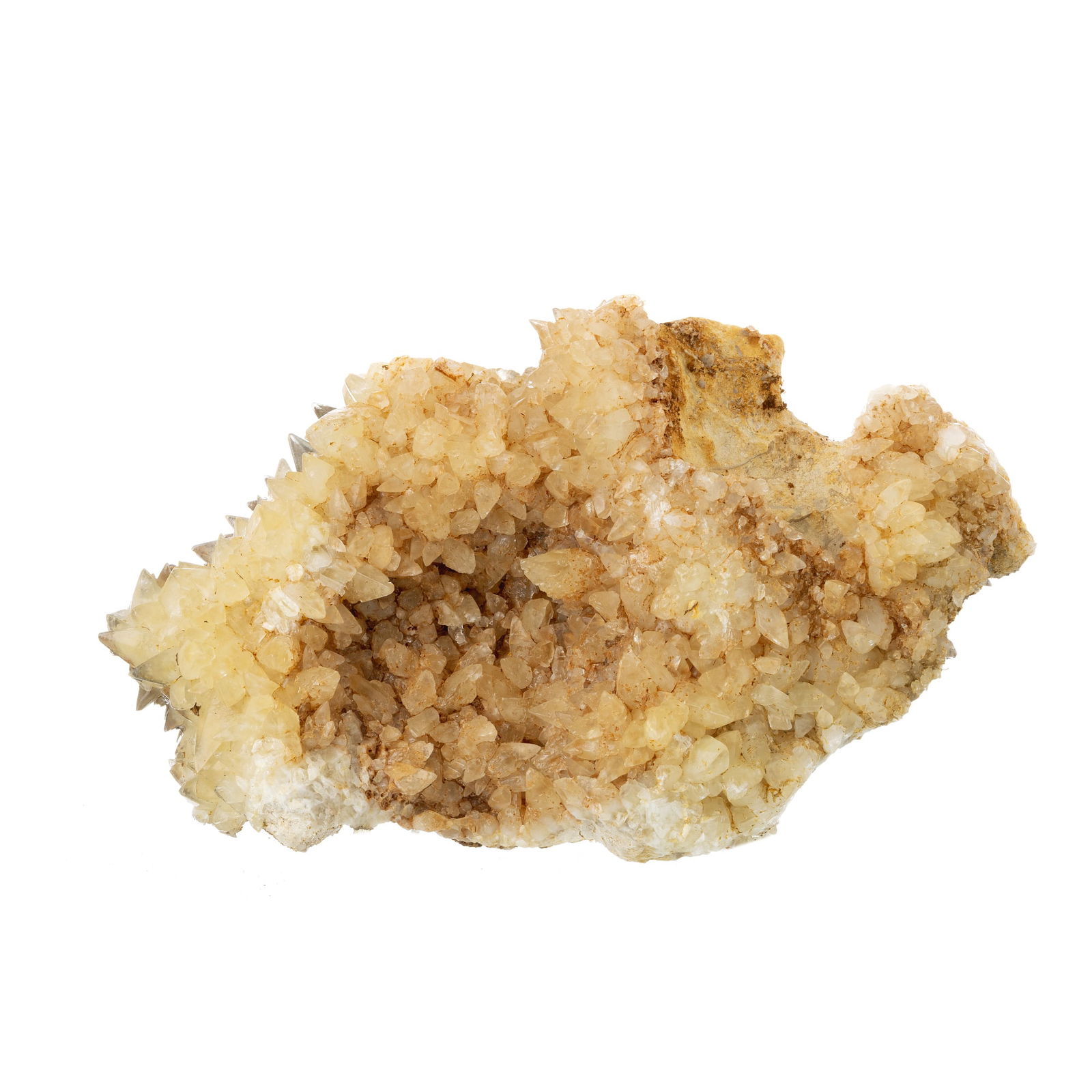 Giant golden calcite druse: Large calcite stone. Approx weight: 7234g. Dim.:36.5cm