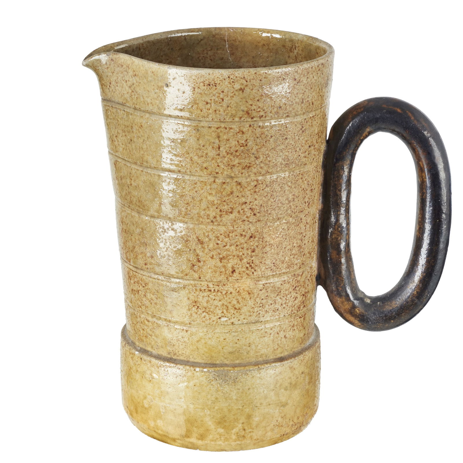 MADOURA / SUZANNE RAMIE (1907-1974) - Jug: France, c.1950, in faience from the Madoura Atelier, polychrome decoration in shades of beige and brown. Marked on the base. Signs of wear. Dim.:23cm.