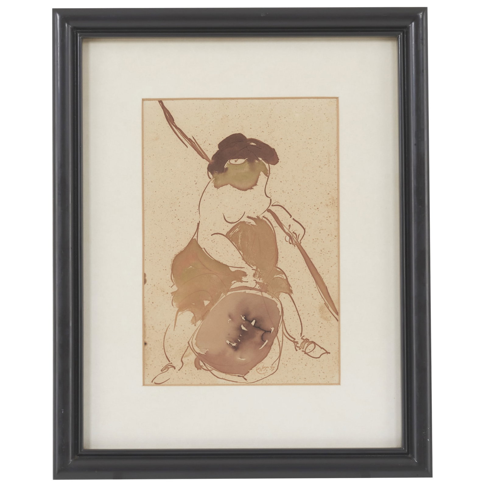 ESPIGA PINTO (1940-2014) - Alentejano: Watercolour on paper. Signed and dated 1959. Framed. Dim.: 30x20cm.