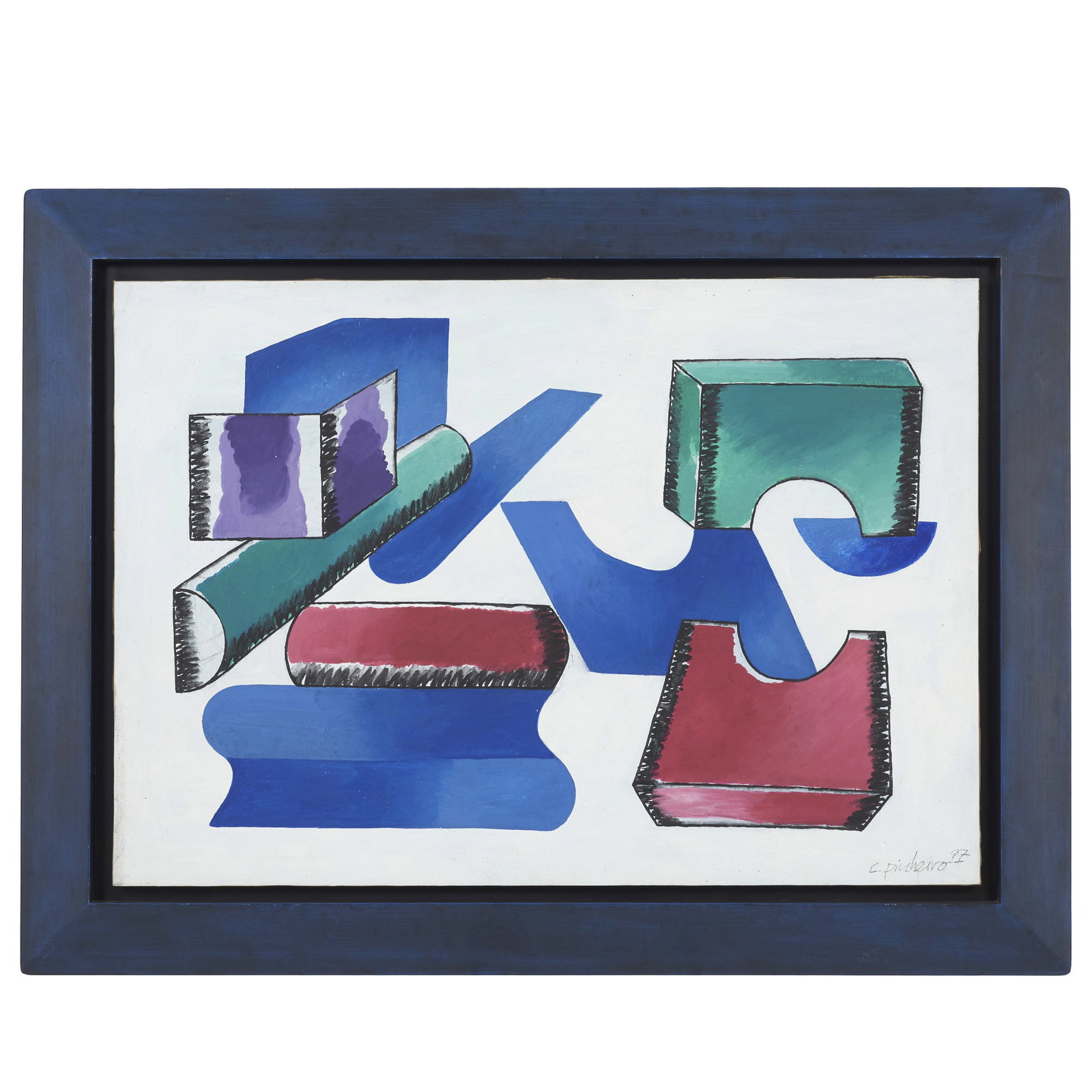 ANTONIO COSTA PINHEIRO (1932-2015) - 'Elementos Cosmolanguage': Mixed media on paper glued on canvas. Signed and dated 1997. Dim.:70x100cm.