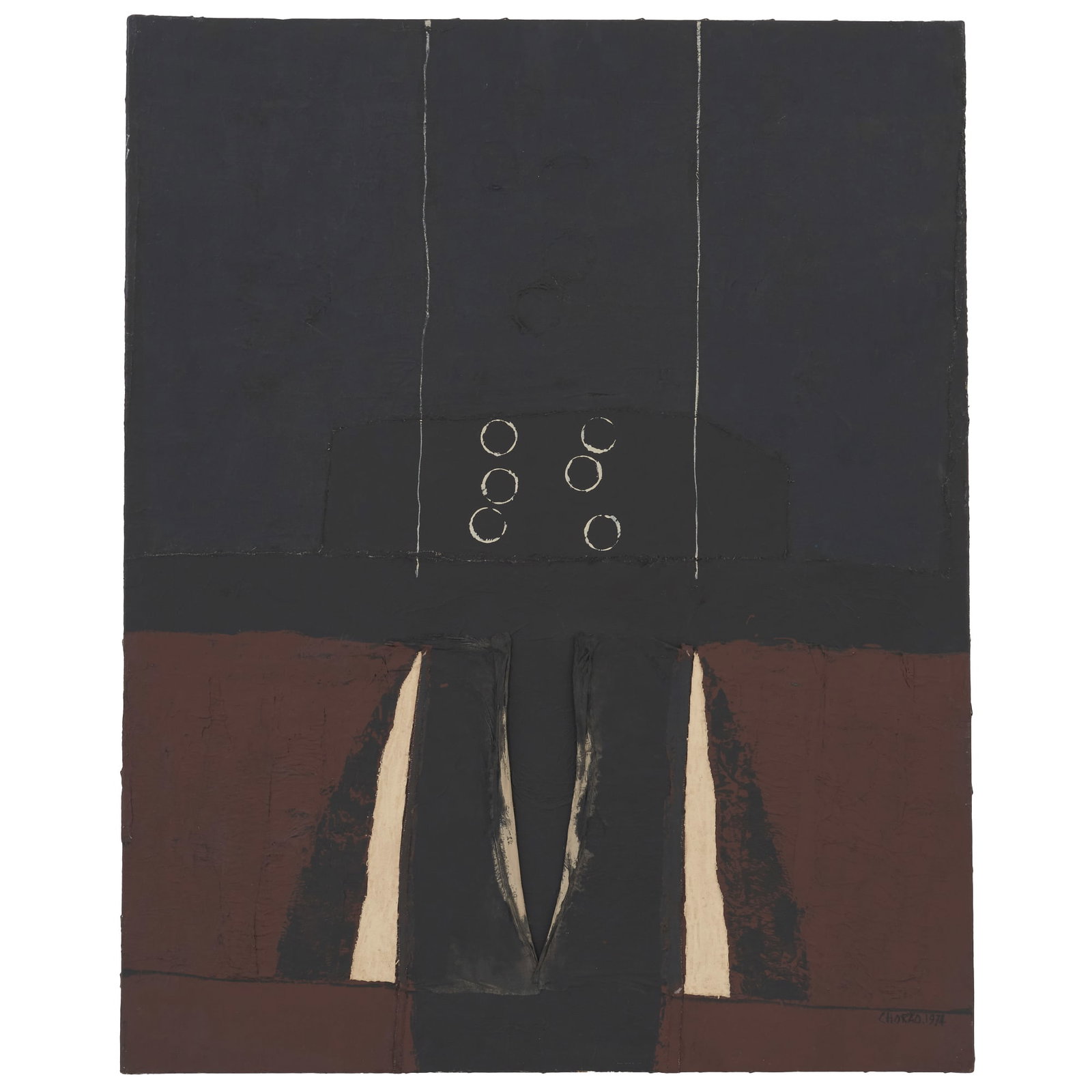 PEDRO CHORaO (b.1945) - 'Untitled': Mixed media on canvas. Signed and dated 1974. Dim.:80,5x65.