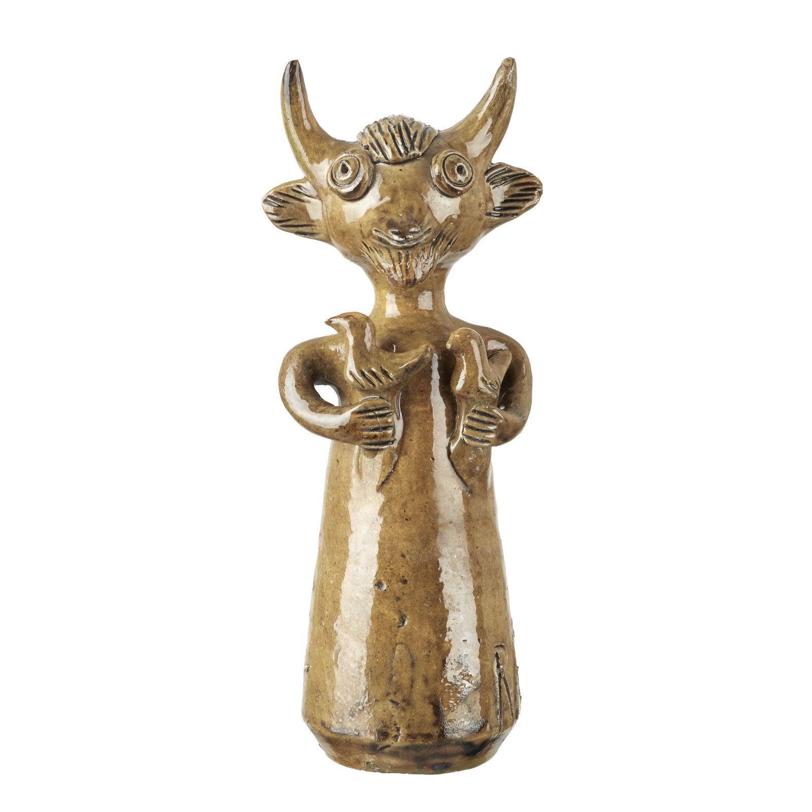 ROSA RAMALHO (1888-1984) - Devil: Glazed clay folk sculpture, signed RR. Signs of use. Dim.: 20cm.