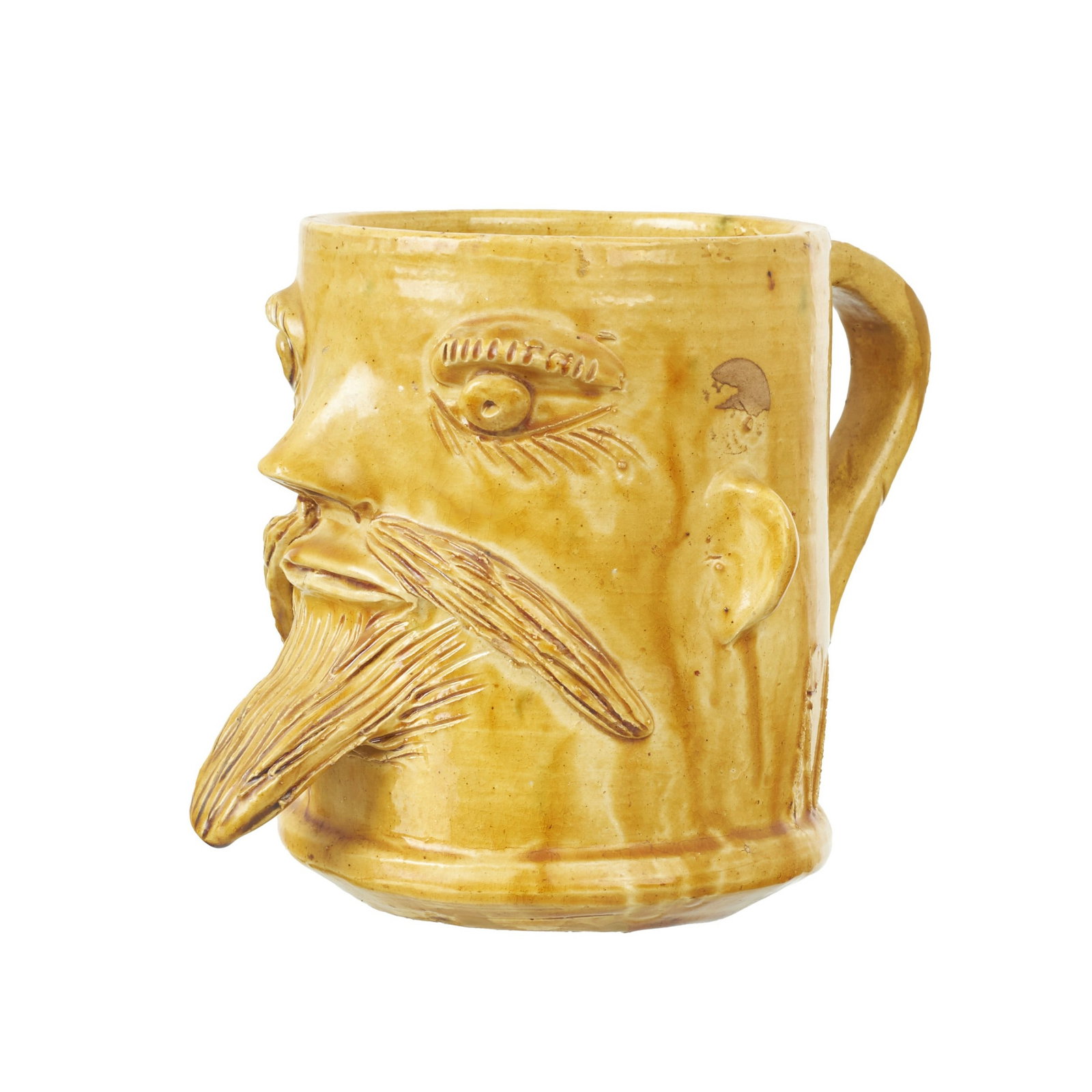 ROSA RAMALHO (1888-1984) - 'Male Head' Mug: Glazed folk clay sculpture. Signed RR. Signs of use. Dim.: 12cm.