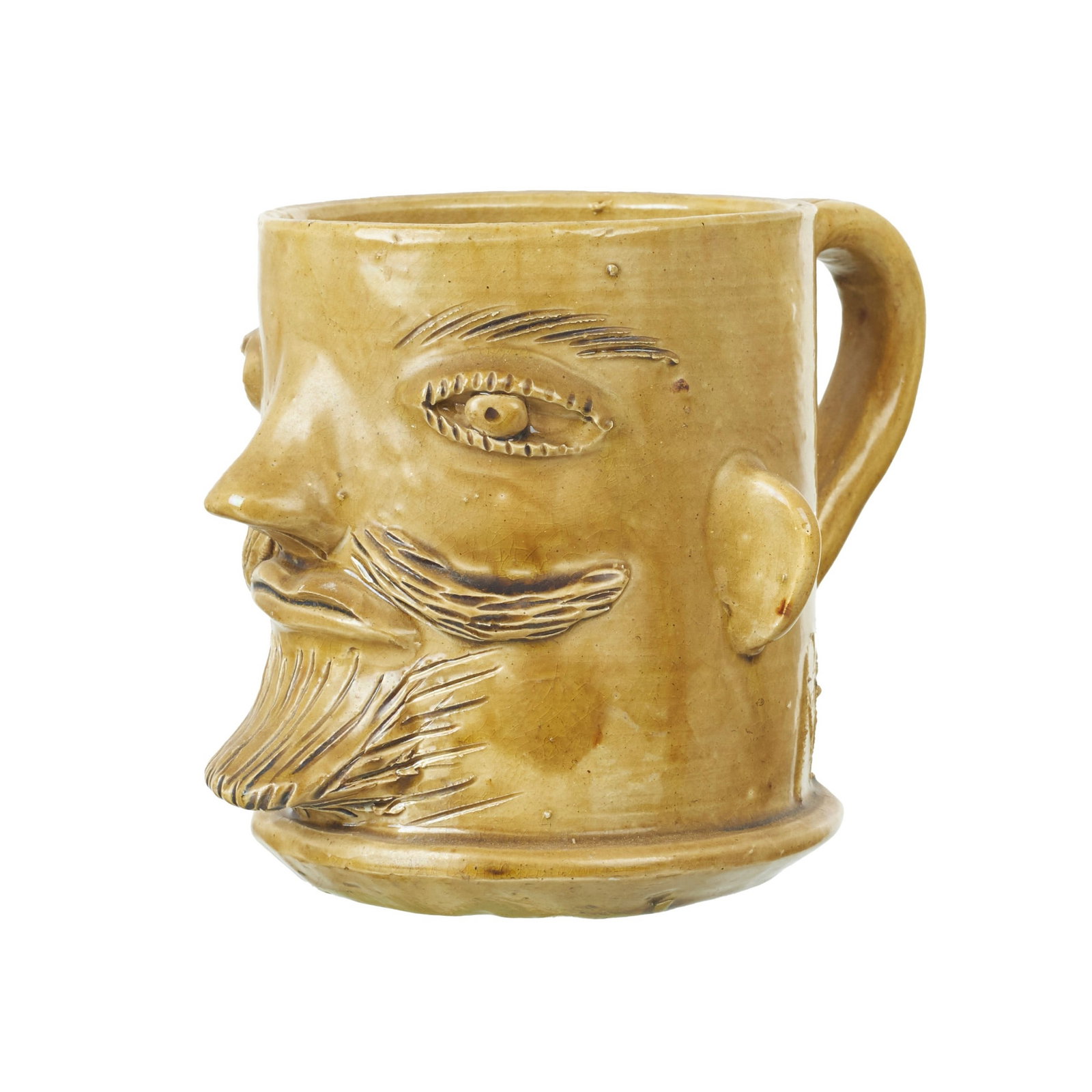 ROSA RAMALHO (1888-1984) - 'Male Head' Mug: Glazed folk clay sculpture. Signed RR. Signs of use. Dim.: 11cm.