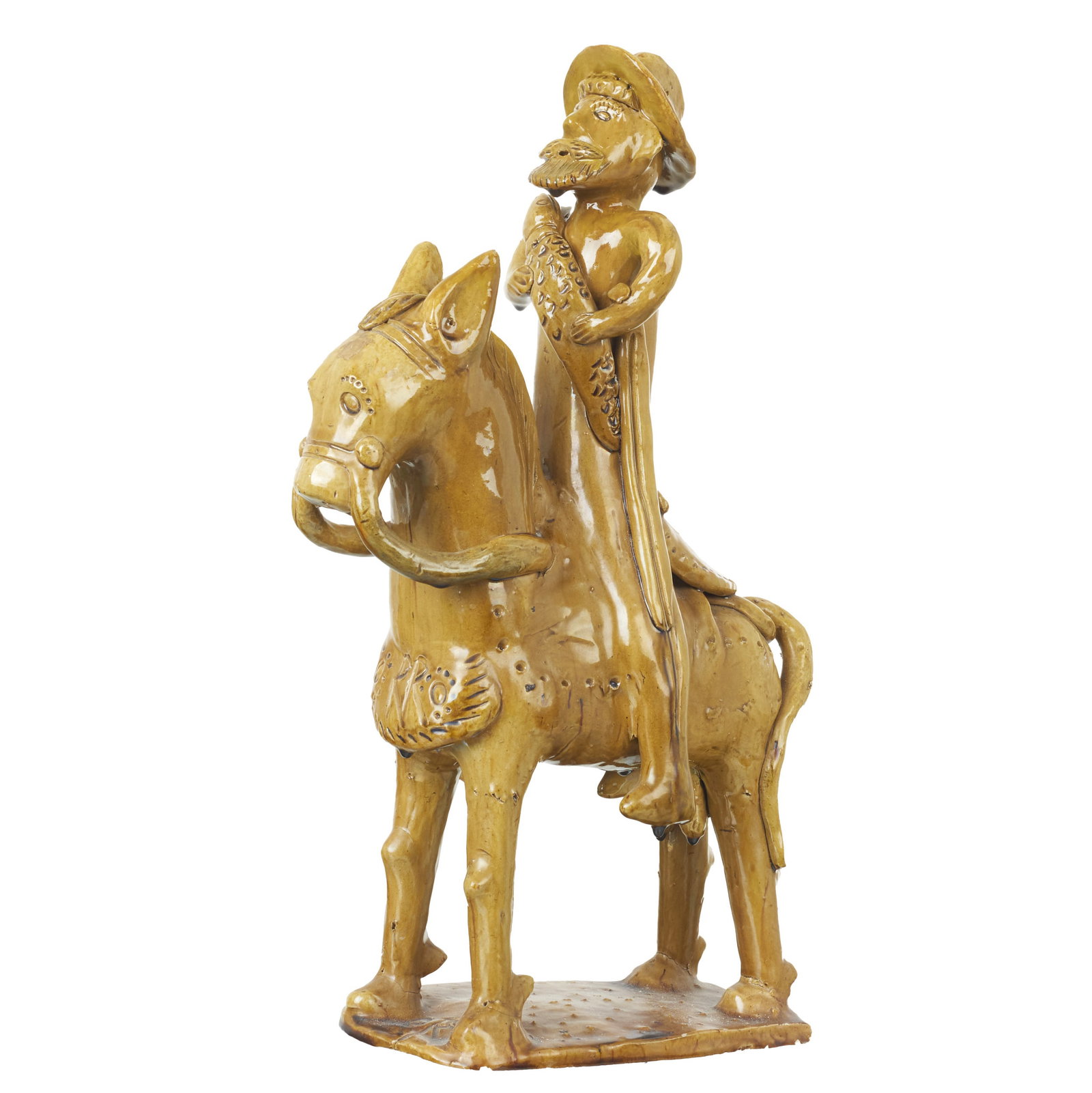 ROSA RAMALHO (1888-1984) - Knight: Glazed folk clay sculpture. Signed RR. Signs of use. Dim.: 44.5cm.