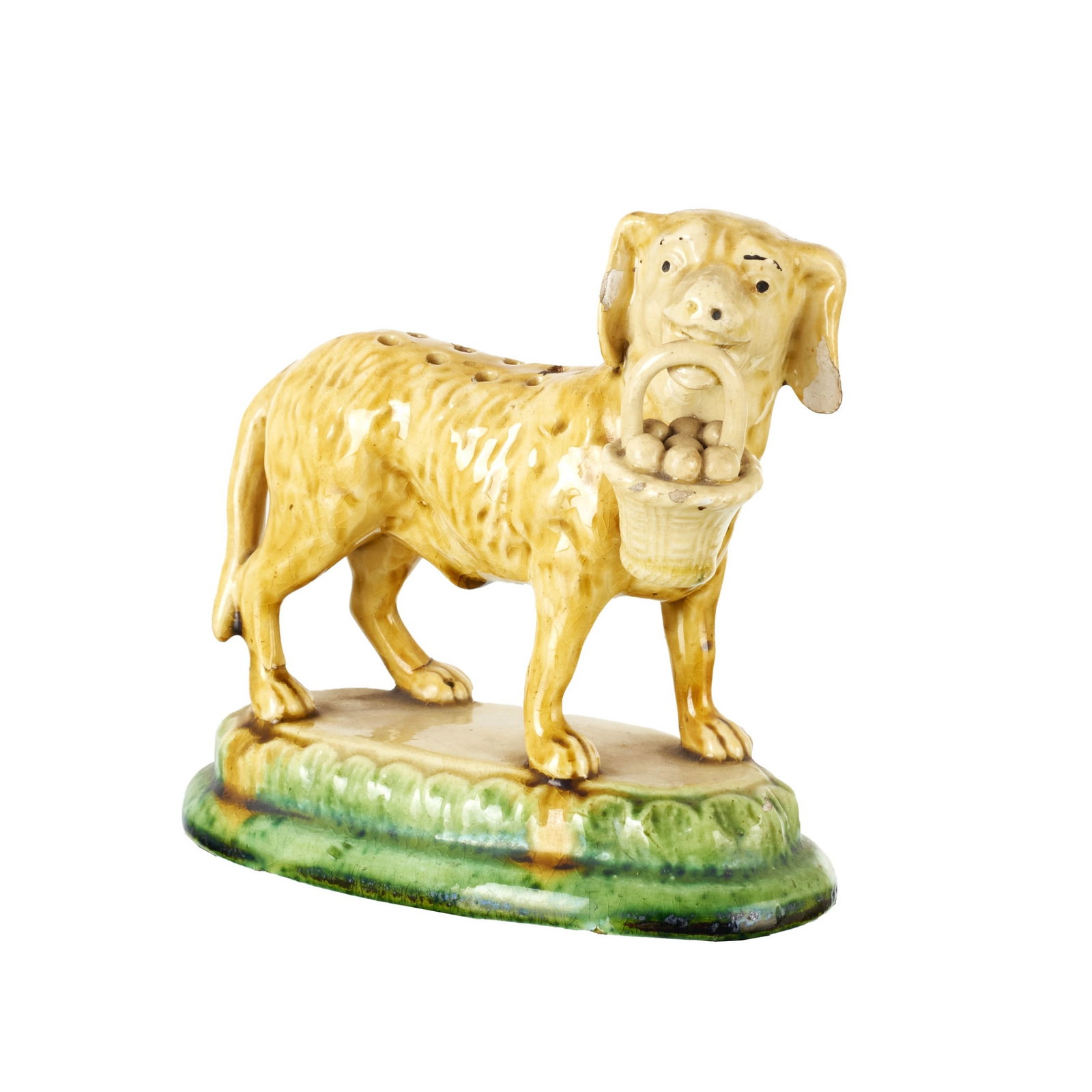 'Dog holding basket' toothpick holder in Caldas earthenware (1 of 1)