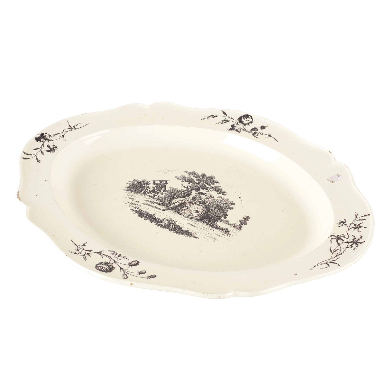 English Creamware Staffordshire transfer printed platter (1 of 1)