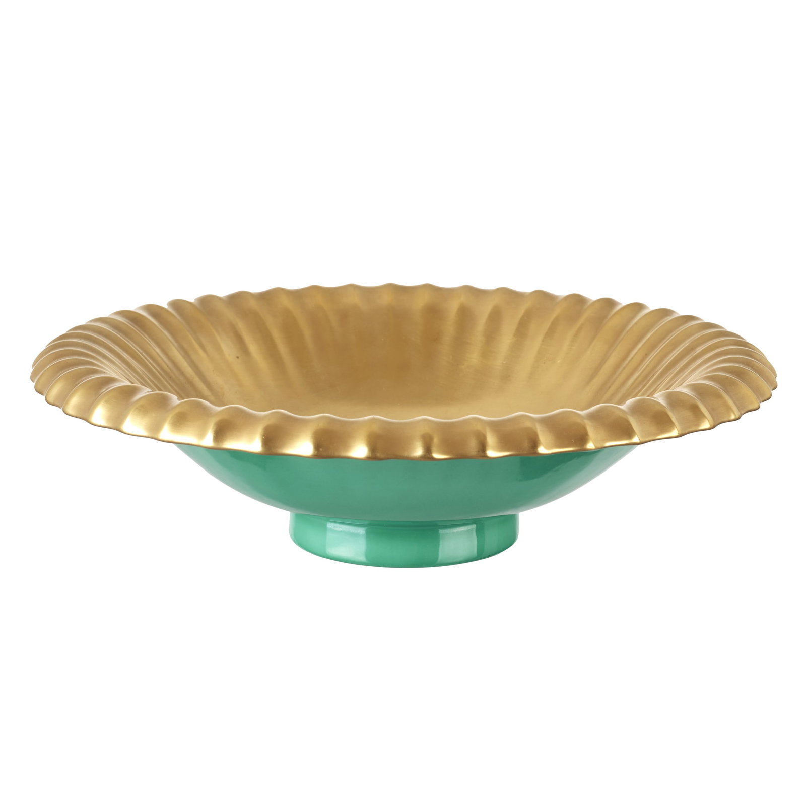 VISTA ALEGRE - Art Deco Bowl: Made from porcellain from the Vista Alegre factory, with gold-gummed decoration on a green background. Marked. Signs of use. Dim.: 29cm.