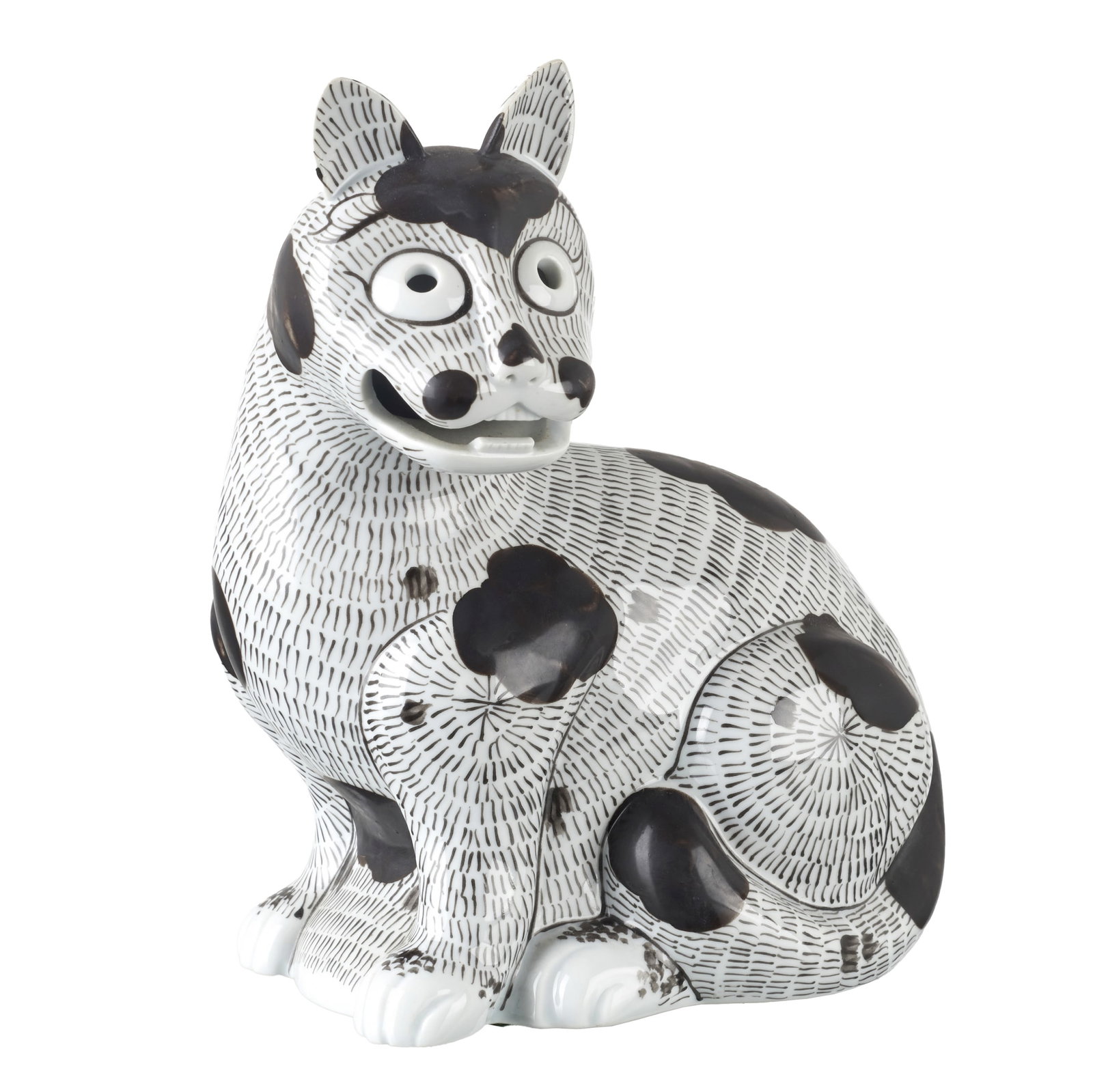 VISTA ALEGRE - Rockefeller 'Cat' Lamp: Porcelain from the Vista Alegre factory, marked 'Mottahedeh edition', 'Nelson Rockefeller Collection'; a reproduction of a Chinese export piece from the Kangxi period. Signs of use. Dim.: 19 cm.