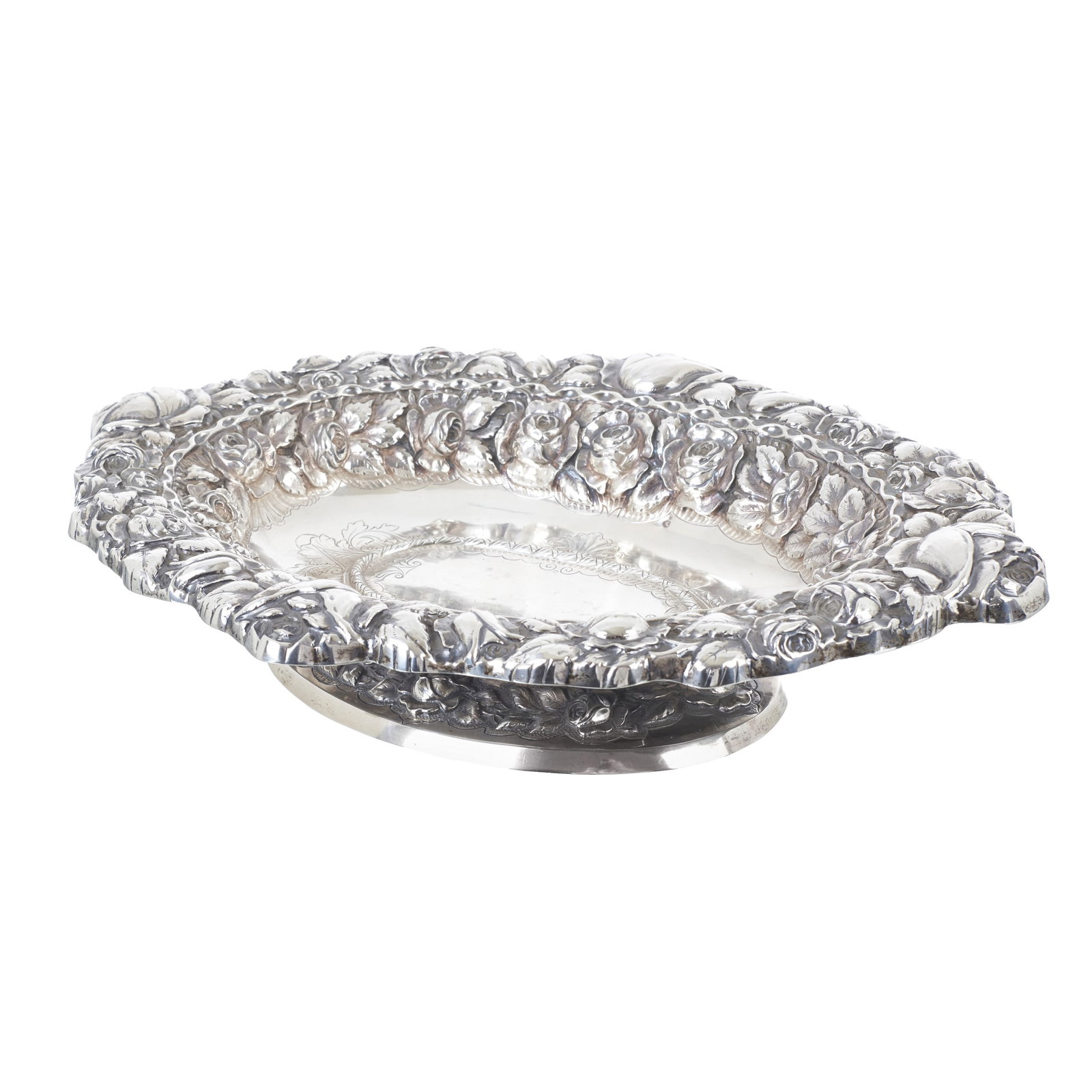 'Roses' fruit bowl in silver (1 of 1)