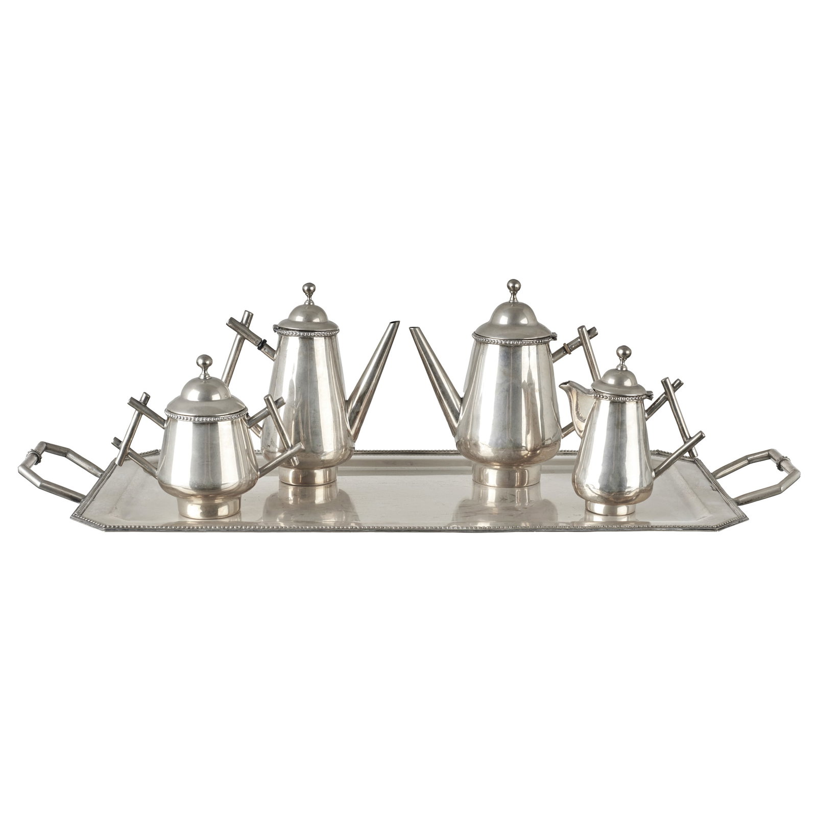 Art Deco silver tea and coffee service with tray (1 of 1)