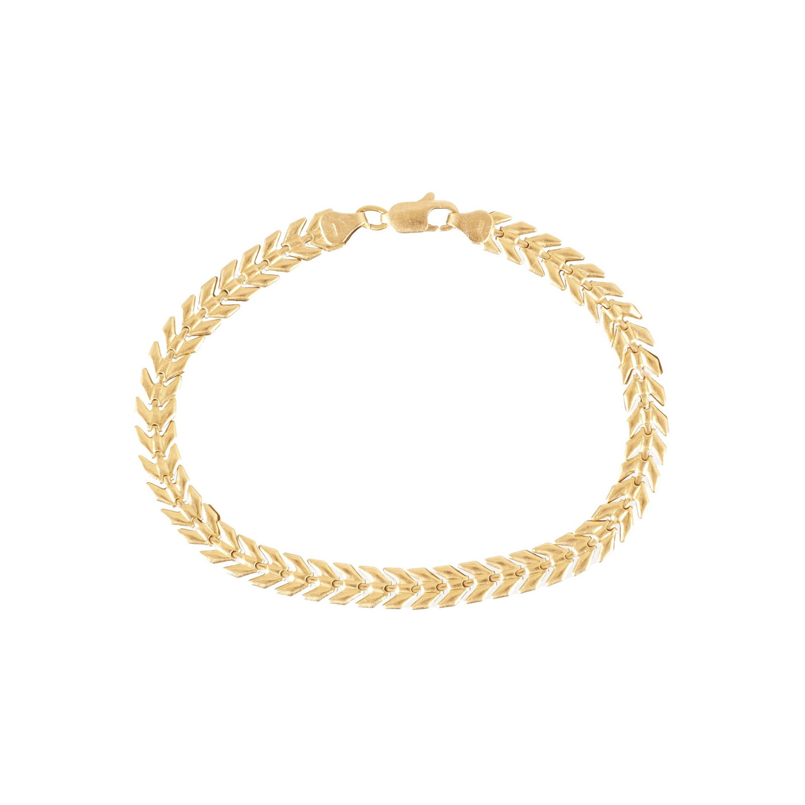 Gold bracelet: 18-carat yellow gold with Italian contrast, featuring a chain with chevron links. Signs of use. Approx. weight: 8.3g. Dim.: