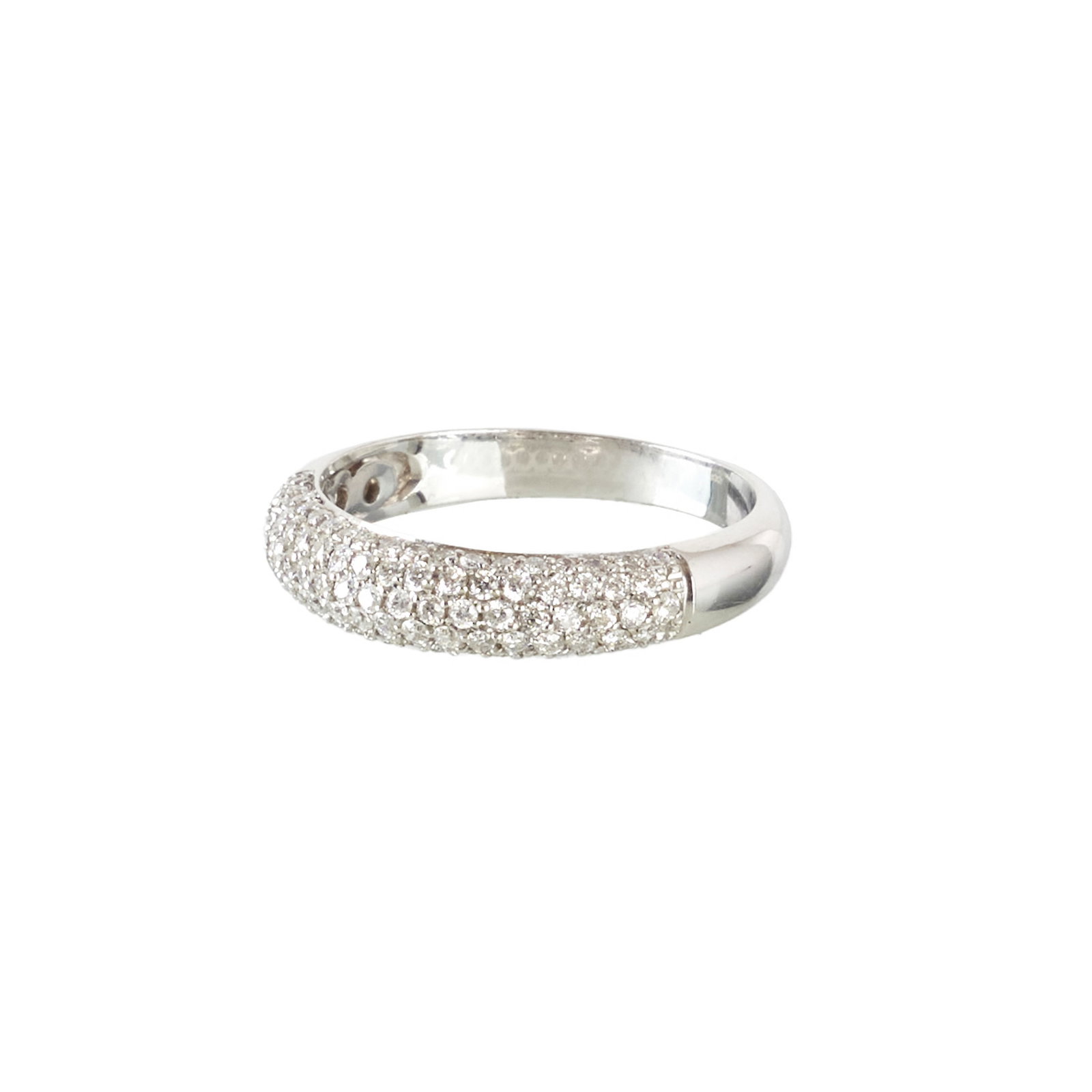 White gold ring with diamonds: White gold, swallow hallmark 375, set with round brilliant-cut diamonds. Signs of use. Approx. weight: 3,61g. Size: 14.