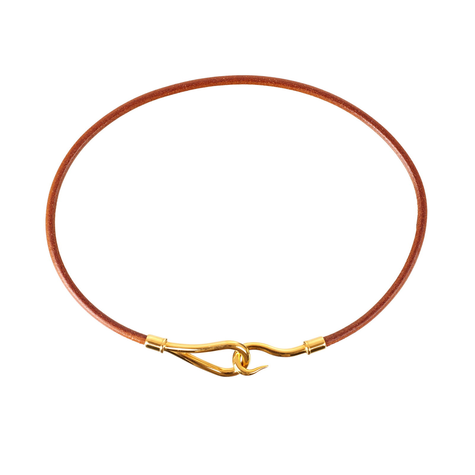 HERMES - Jumbo bracelet: Brown leather with gold-tone metal hardware. Marked 'Hermes'. Original box. Signs of use. Dim. (closed): 17cm.
