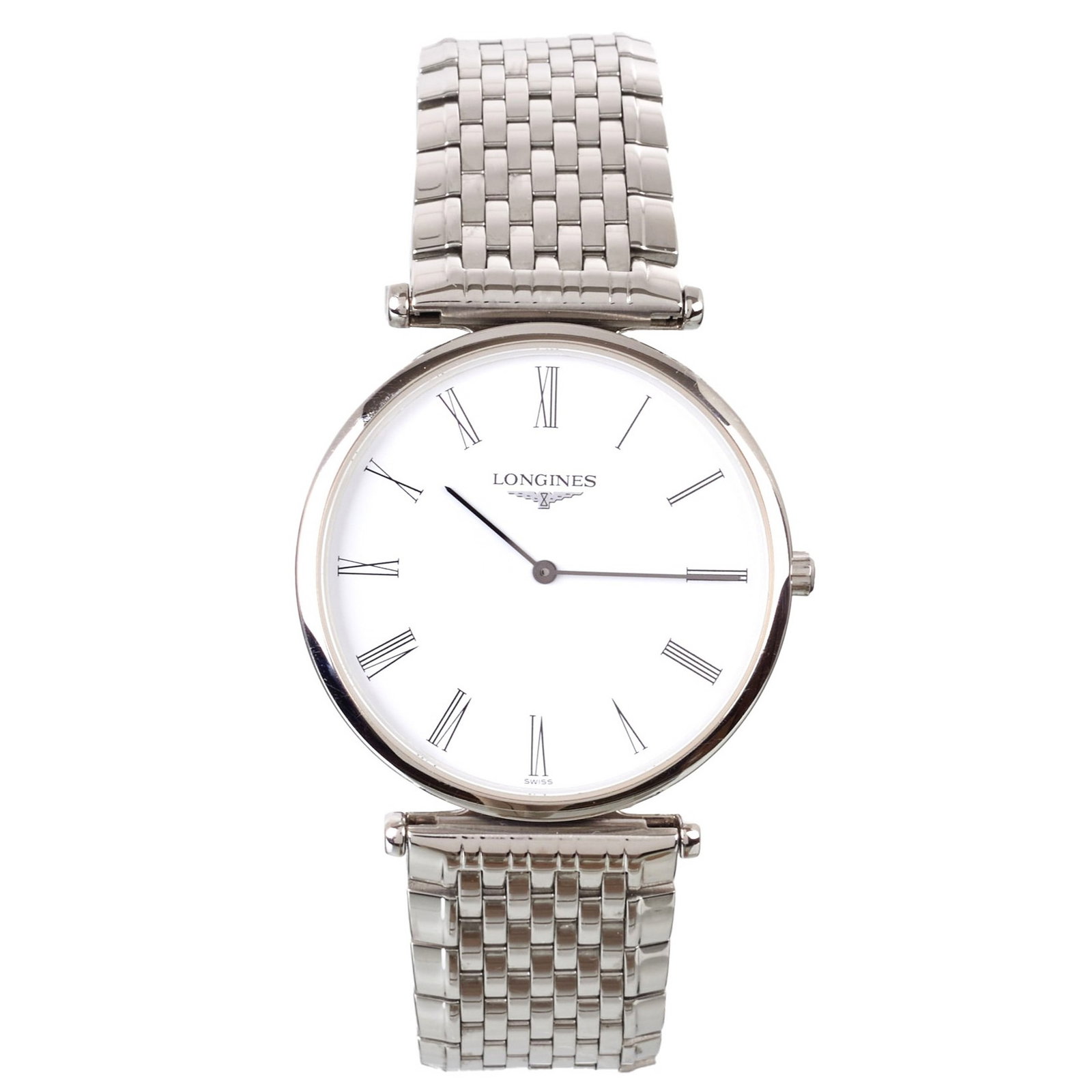 LONGINES - 'La Grande Classique' wristwatch: Swiss wristwatch in stainless steel and sapphire crystal; ultra-slim design. Marked. Signs of use. Dim.: 30 mm.