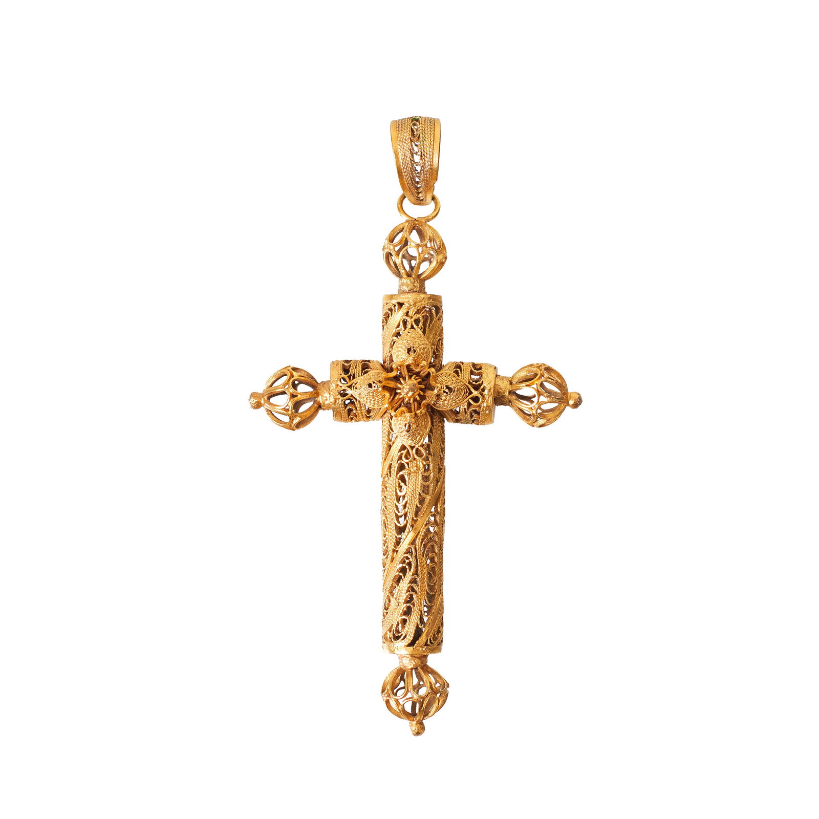 Indo-Portuguese gilded silver filigree cross, 17th century (1 of 1)