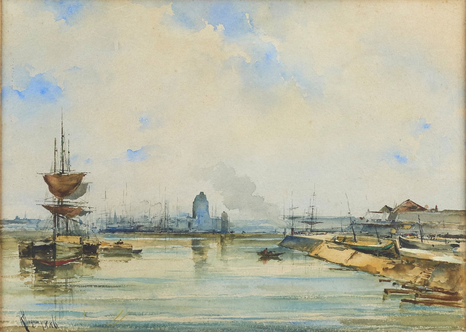 RICARDO HOGAN (1843-1890) - Harbour Scene (1 of 1)