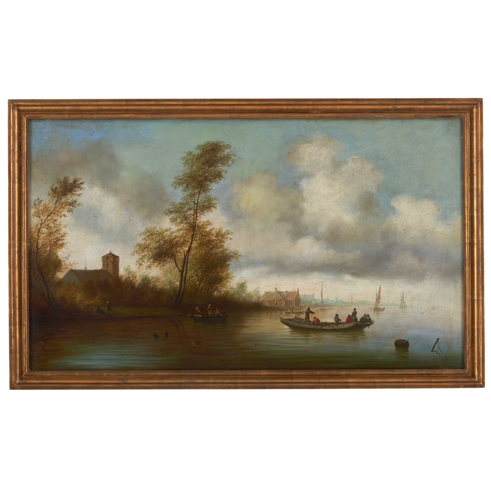 DUTCH SCHOOL, 18th century - River landscape with boats (1 of 1)