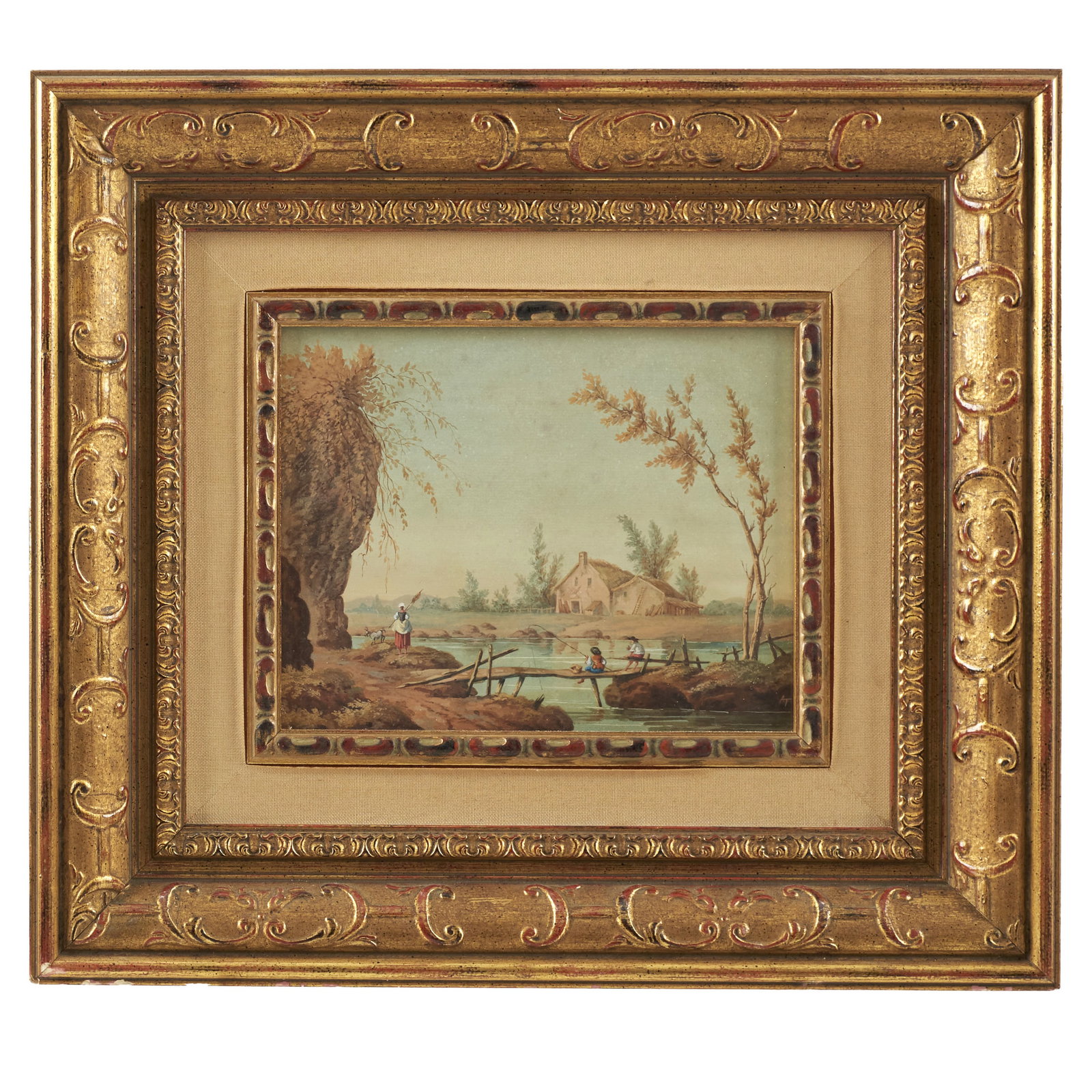 PORTUGUESE WORK, 19th century - River landscape with figures (1 of 1)