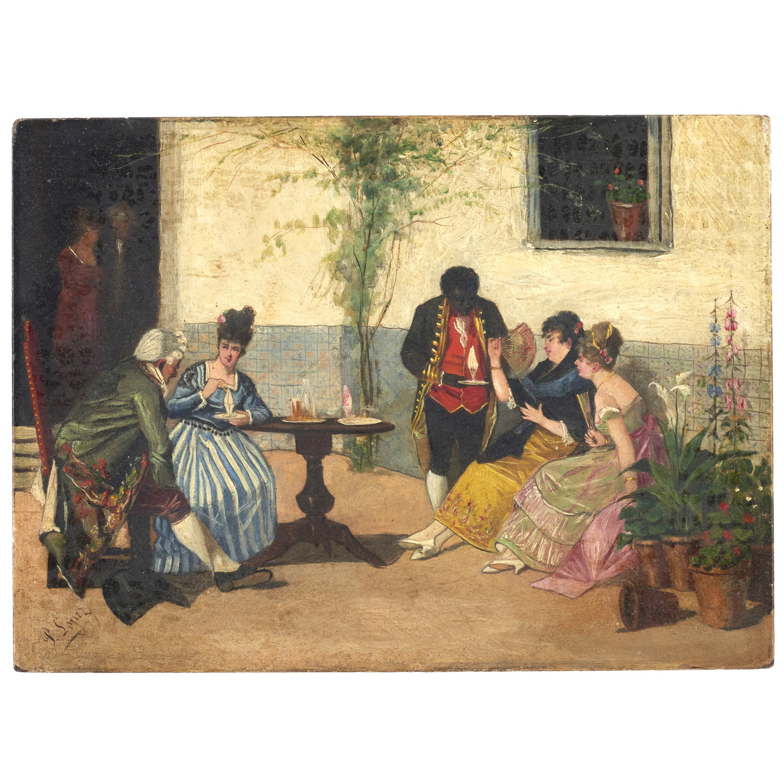 P. LOPEZ, 19th century - 'Afternoon Nap' (1 of 1)