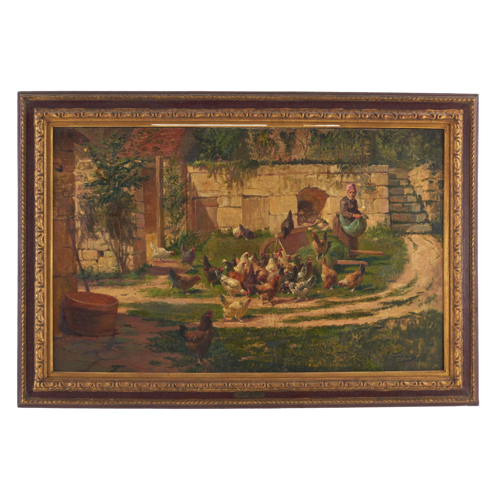 JOSEPH FAVEROT (1862-1918) - 'Feeding the Poultry' (1 of 1)