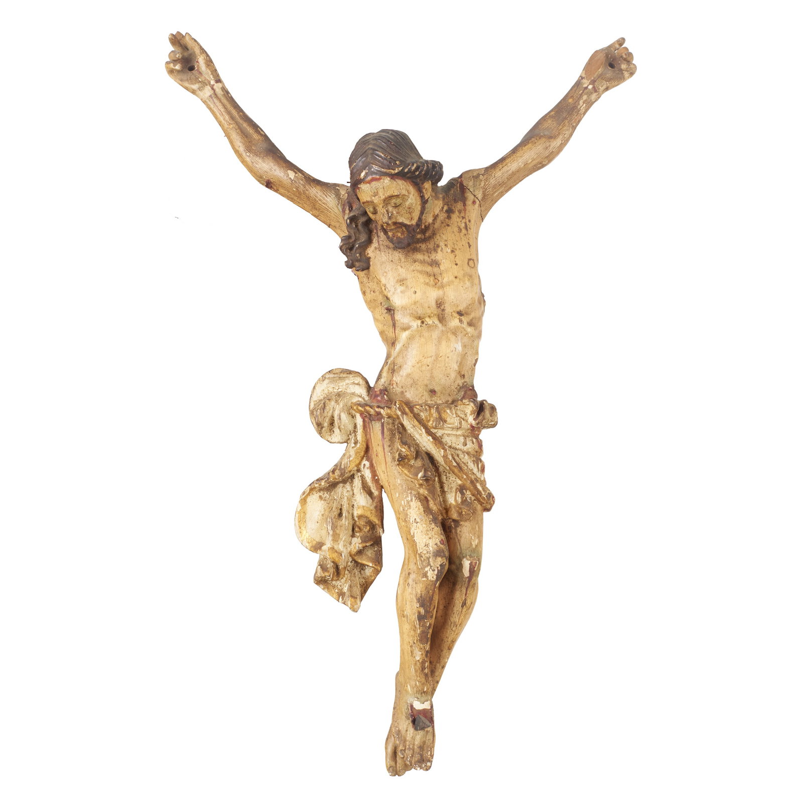 Christ: Portugal, 18th century, carved wood with traces of polychromy. Signs of use and minor flaws. Dim.: 34cm.