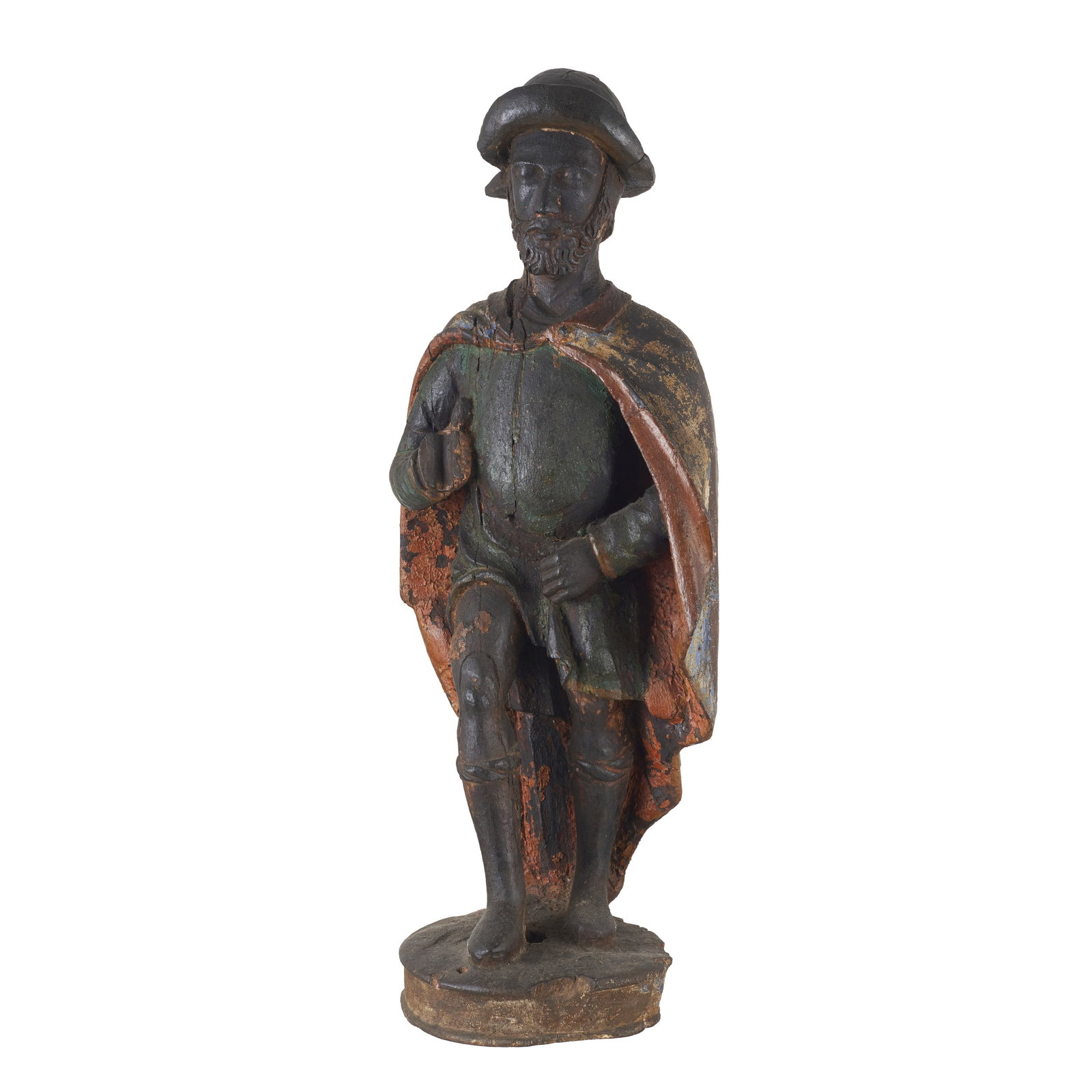 Santiago of Compostela: Spain, 17th-18th century, wood, traces of polychromy. Signs of use, missing parts and minor defects. Dim.: 73cm.