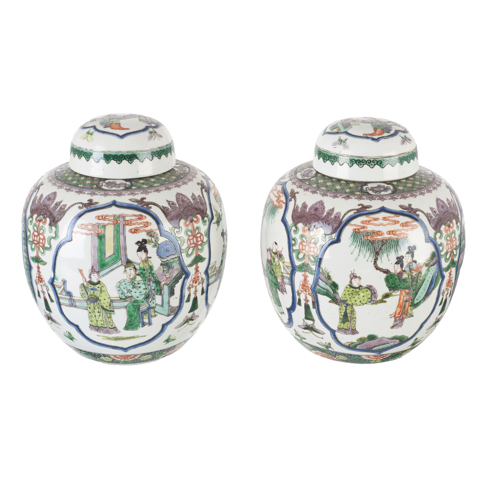 Pair of lidded Chinese porcelain pots, Guangxu (1 of 1)