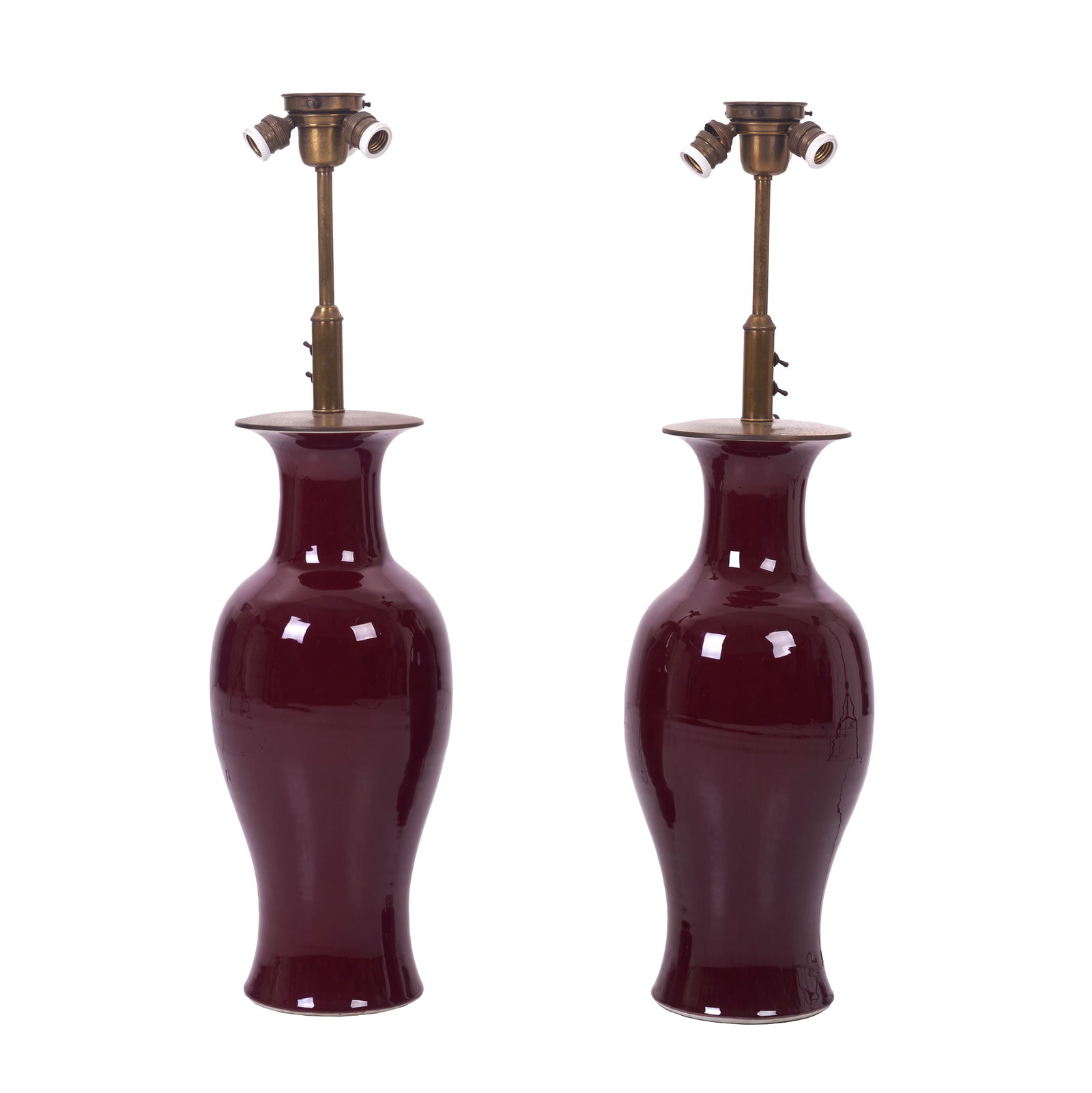 Large Pair of 'Sang-de-boeuf' vases / lamps (1 of 1)