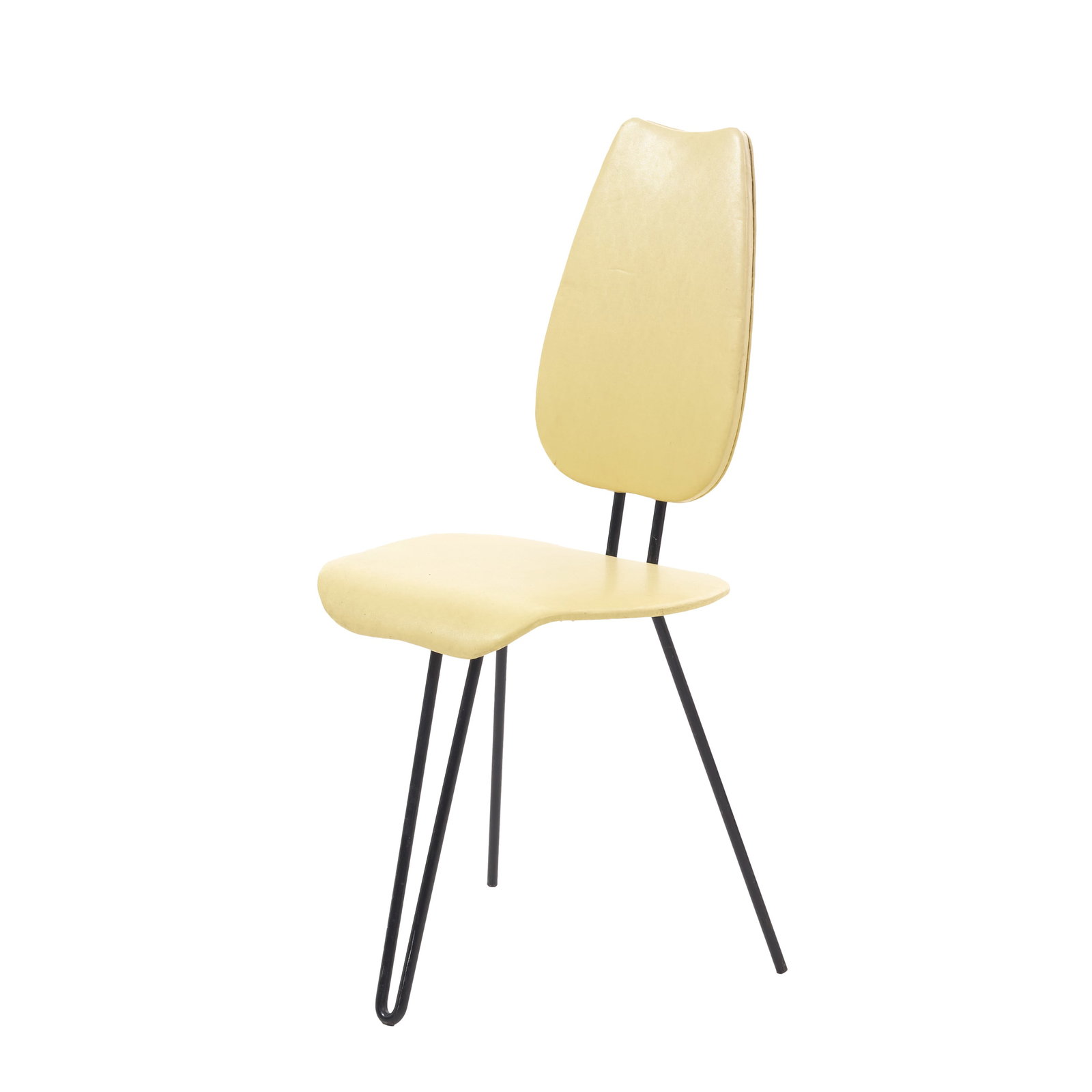 LOUIS SOGNOT (1892-1970) (Attrib. ) - Chair: France, c. 1945-50, a model documented in a period design by Louis Sognot; black lacquered metal frame, seat and backrest upholstered in original yellow Ska?. Signs of use. Dim.: 89.5 ? 38.5 ? 39 cm