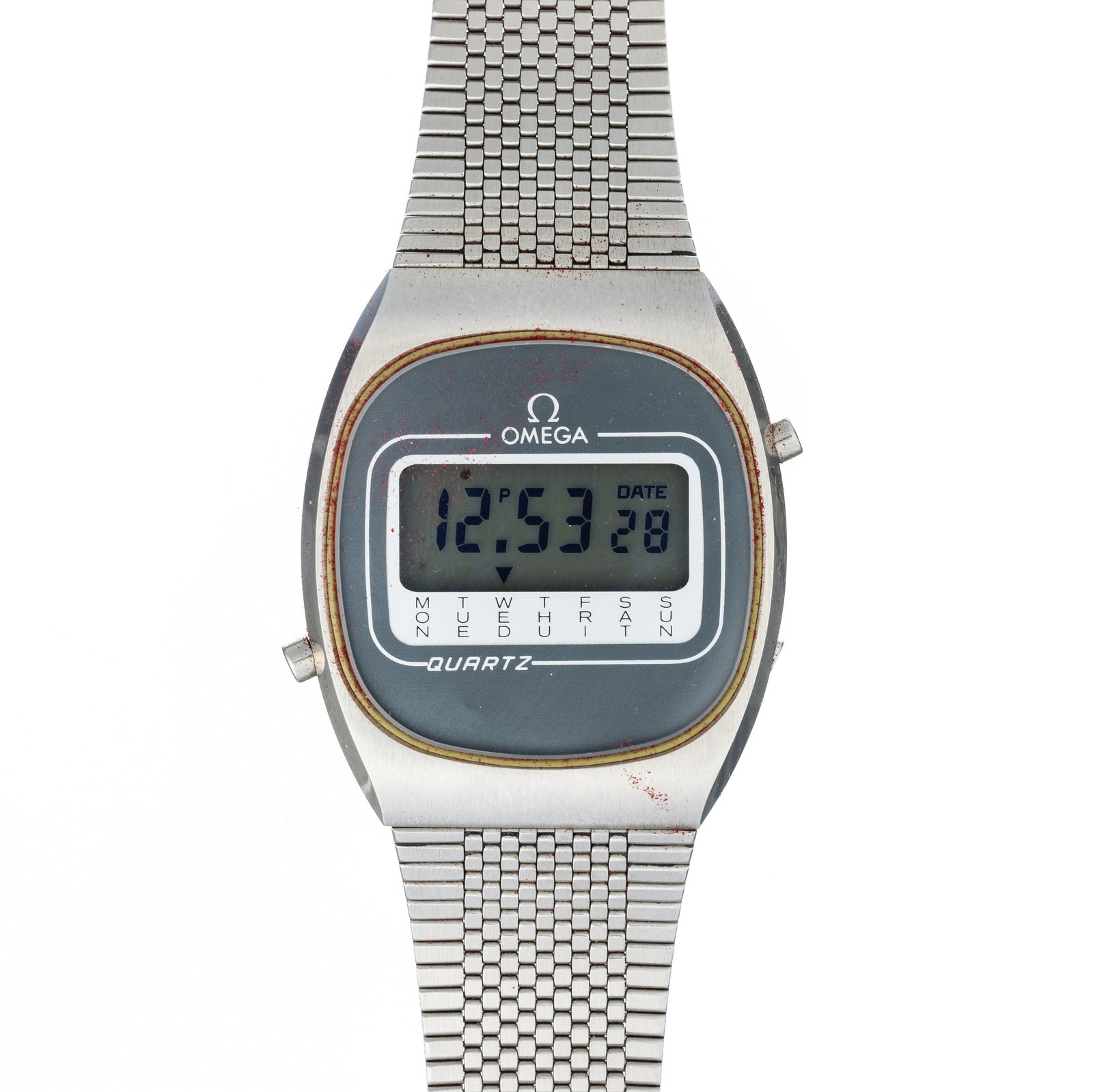OMEGA - Digital 1616 wristwatch: Switzerland, 1978, steel wristwatch, digital quartz movement, date display, calendar. Signs of use. Dim.:34 mm.
