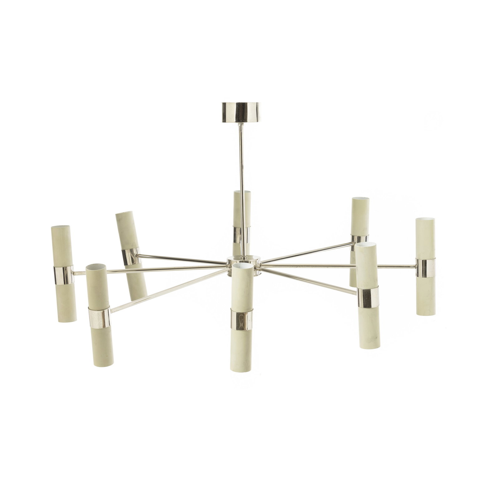 ITALIAN WORK, c.1980 - Chromed metal ceiling lamp (1 of 1)