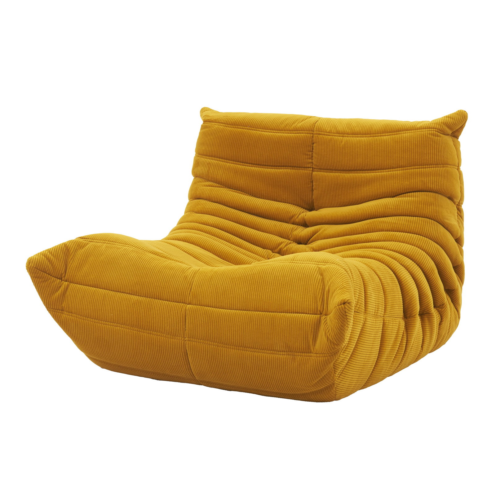 MICHEL DUCAROY (1925-2009) - 'Togo' sofa module: France, c. 1970, designed by Michel Ducaroy for Ligne Roset; foam sofa, upholstered in yellow fabric, single-seater. Marked. Signs of use. Dim.: 70.5x93x101cm (each).