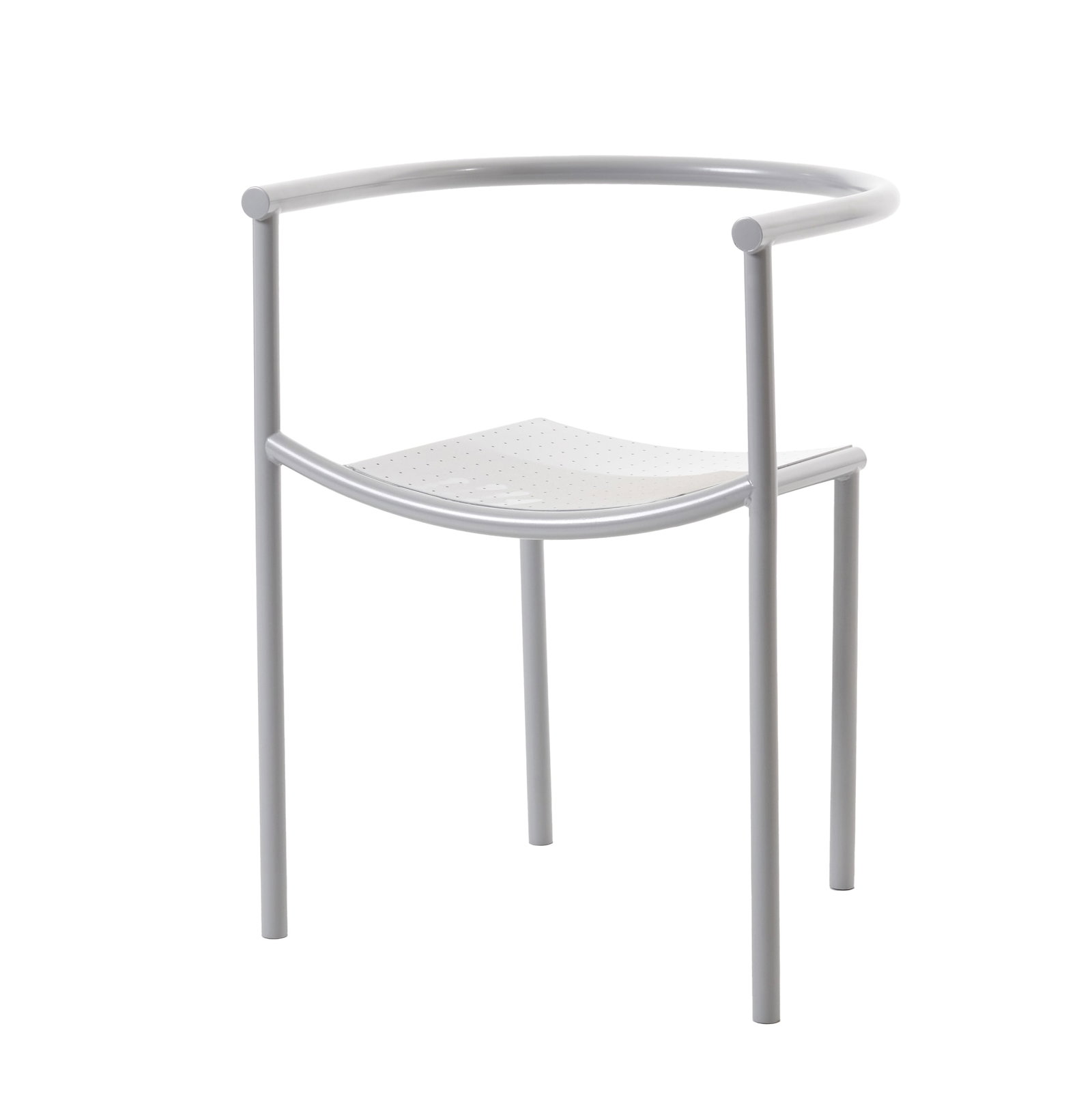 PHILIPPE STARCK (b.1949) - Von Vogelsang Chair: Italy, c. 1980, designed by Philippe Starck for Driade; tubular steel frame with a perforated sheet metal seat, lacquered in light grey. Signs of use. Dim.: 69x52.5x39.5cm.