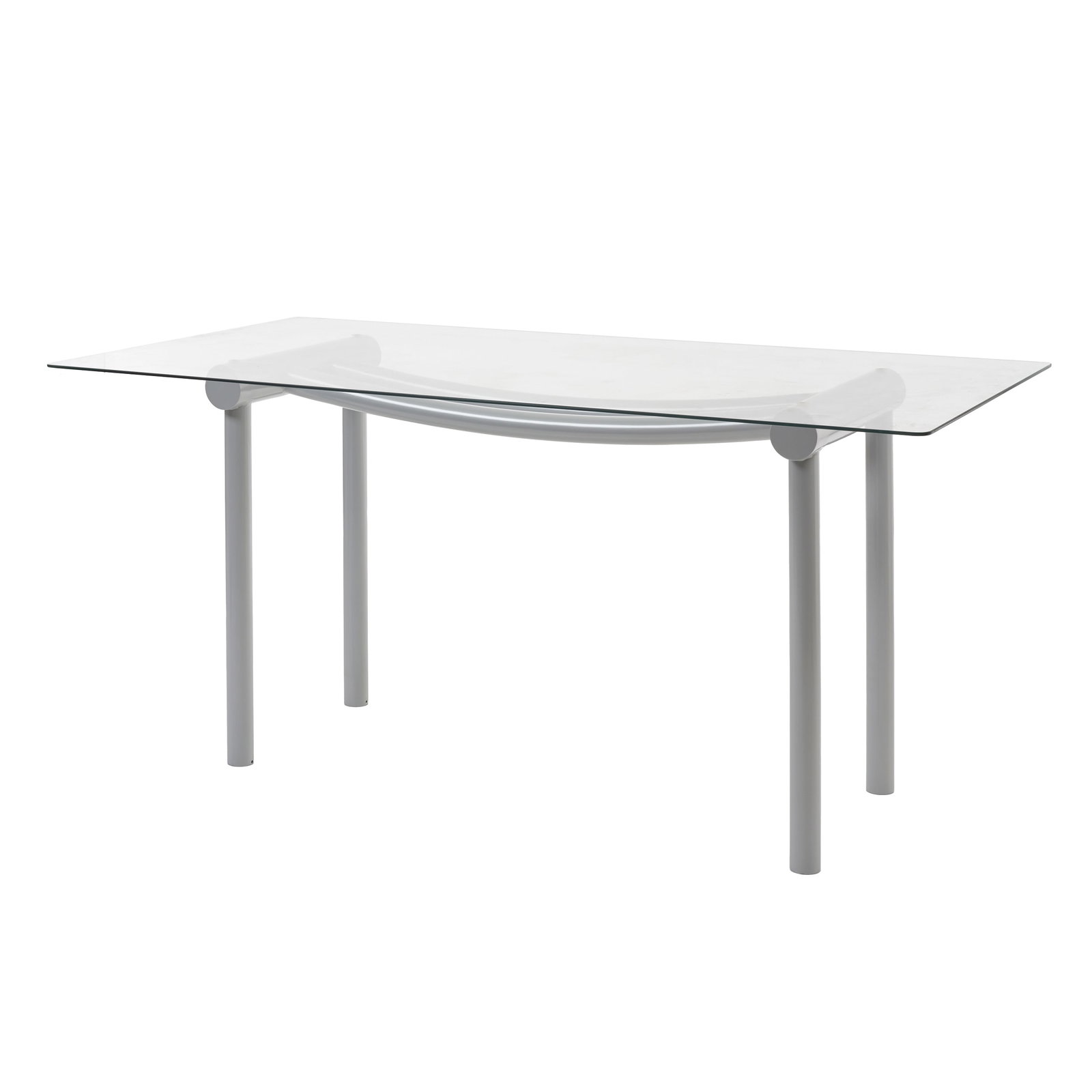 Style of PHILIPPE STARCK (b.1949) - Table: Italy, c. 1980, grey lacquered tubular metal frame, glass top. Signs of use. Dim.: 72.5x190x90cm