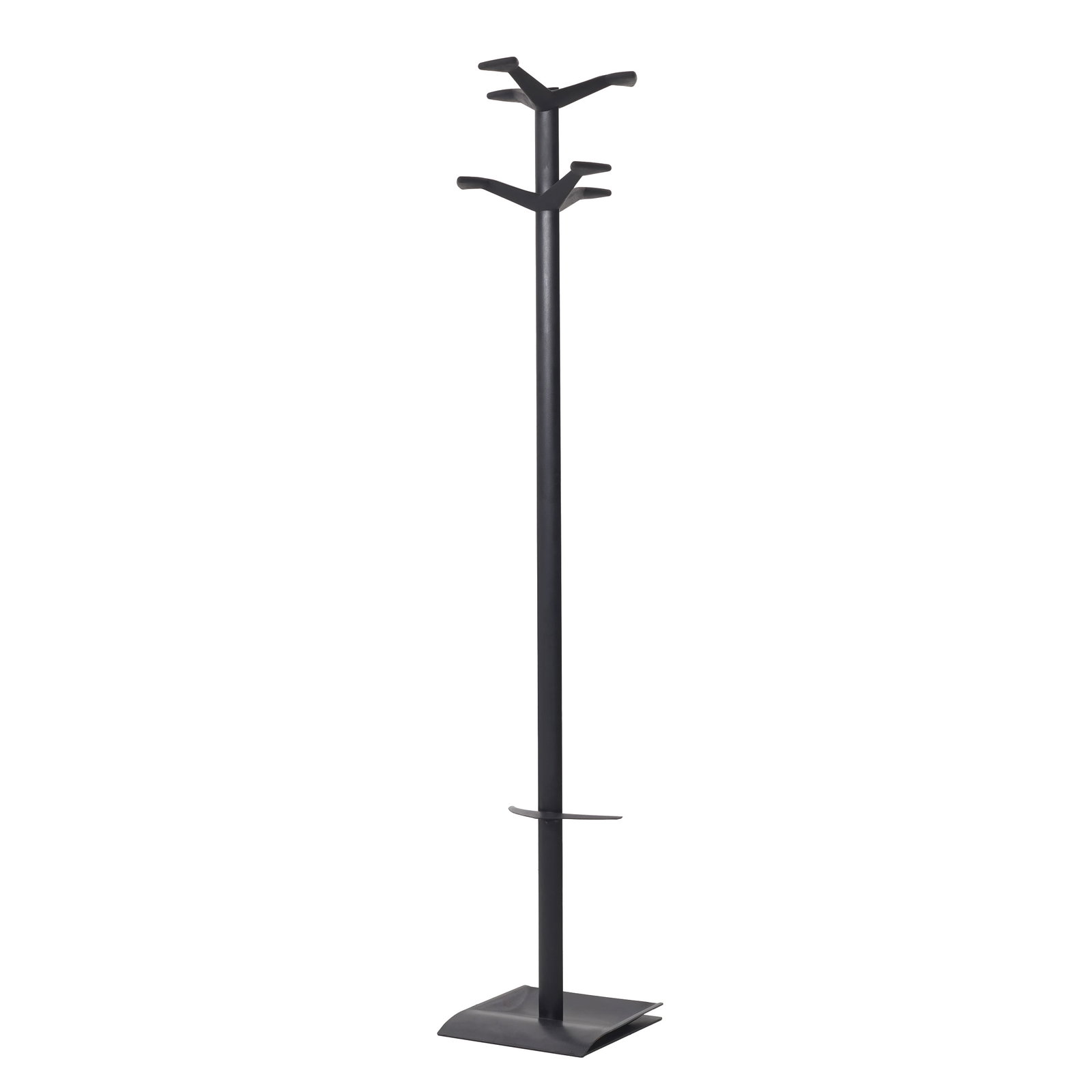 PATRICE BONNEAU (b.1962) - 'Ocean' coat rack: France, c. 1980, designed by Patrice Bonneau for Genexco; matt black lacquered steel frame, with six rubber-coated supports. Signs of use. Dim.: 183cm.