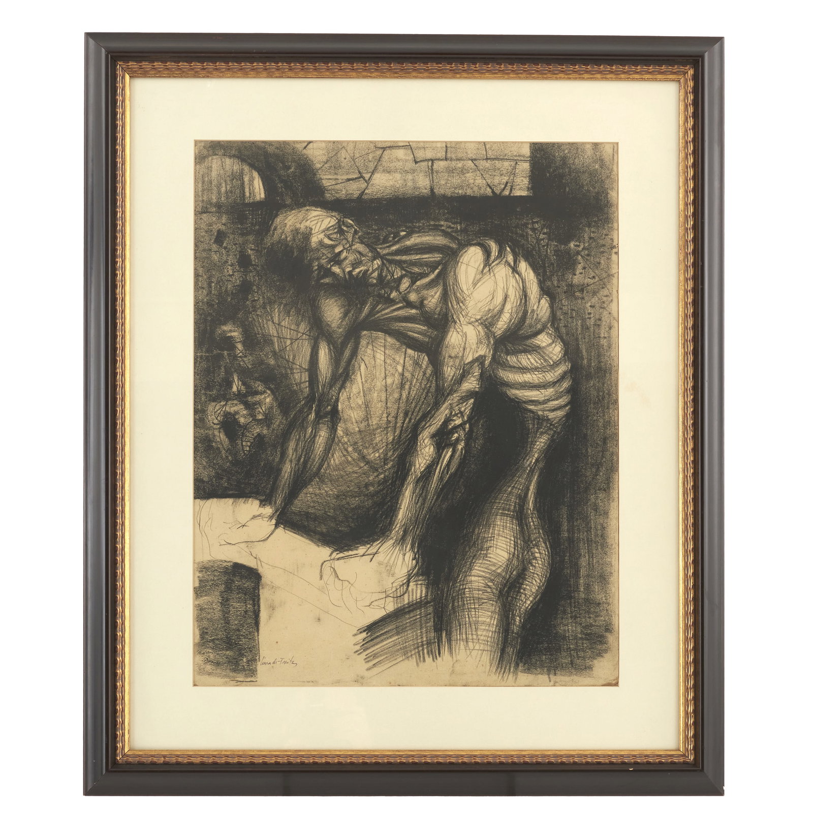 LIMA DE FREITAS (1927-1998) - Untitled: Charcoal on paper. Signed. Framed. Dim.: 63x49cm.